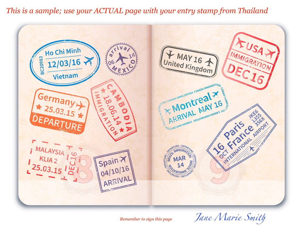 Passport visa stamp page with Thailand entry point