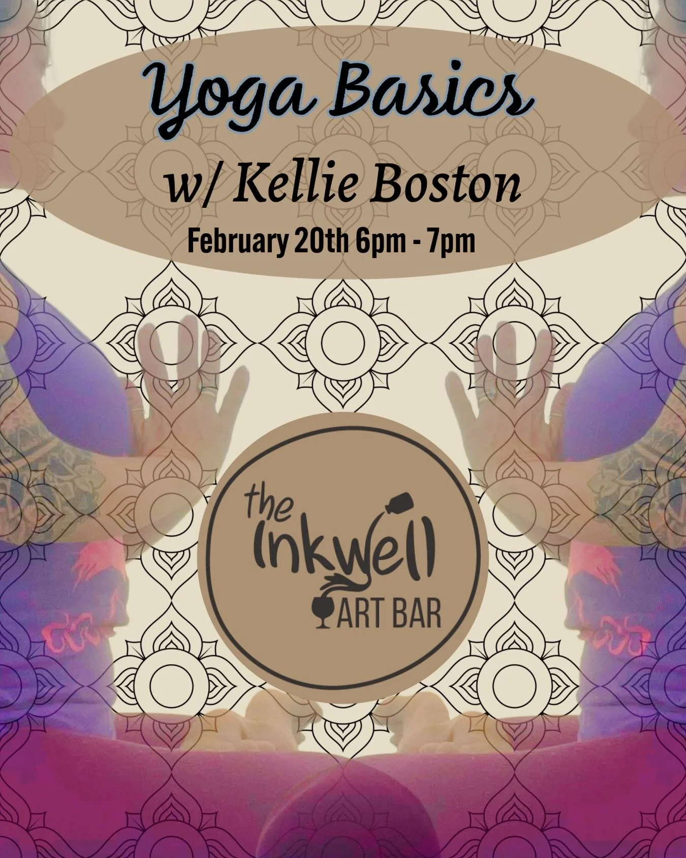 Hang out in the nook at The Inkwell and explore the fundamentals of yoga in a lowkey way - meet your friends or partners after for a drink and bite at the bar! Bring a mat and water bottle!
* Explore breathwork
*  Master most common yoga poses
*  Lea