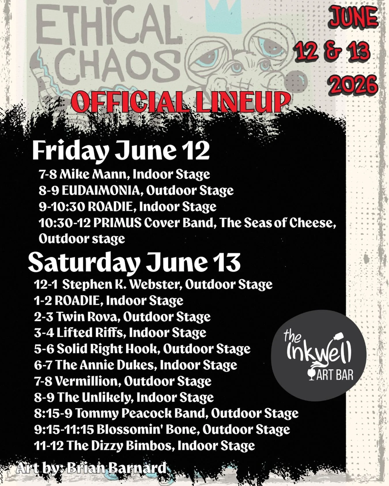 OFFICIAL LINEUP ANNOUNCEMENT 

$10 for Friday
$13 for Saturday
$20 for 2 Day Pass

Go to TheInkwellAmelia.com and visit our events page to buy tickets today!

There will be food trucks &amp; art vendors. 

#fernandinabeachevents #ameliaislandlivemusi