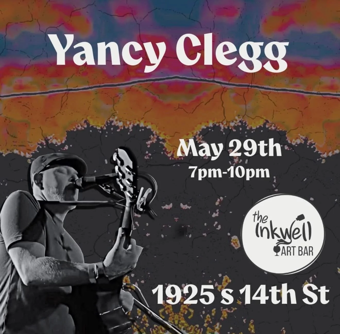 Yancy Clegg Live at The Inkwell Art Bar
May 29th, 7pm-10pm
Free Entry | All Ages
Free Parking in Front, Side, &amp; Rear Lots

Enjoy Originals and Original Interpretations w/ Yancy Clegg.

#fernandinabeachevents  #ameliaislandlivemusic #inkwellartbar