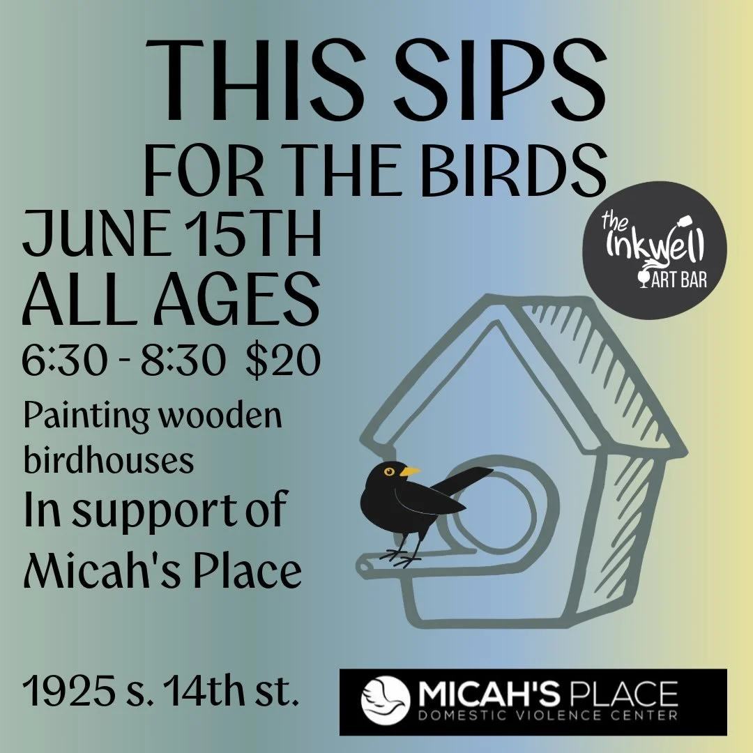 Buy tickets at TheInkwellAmelia.com
Join us while we paint wooden birdhouses with instruction to benefit Micah&rsquo;s Place.&nbsp;

June 15th | 6:30-8:30 | $20 per person
Free Parking, front, back, &amp; side lots.

1925 s. 14th st. #4 Fernandina Be
