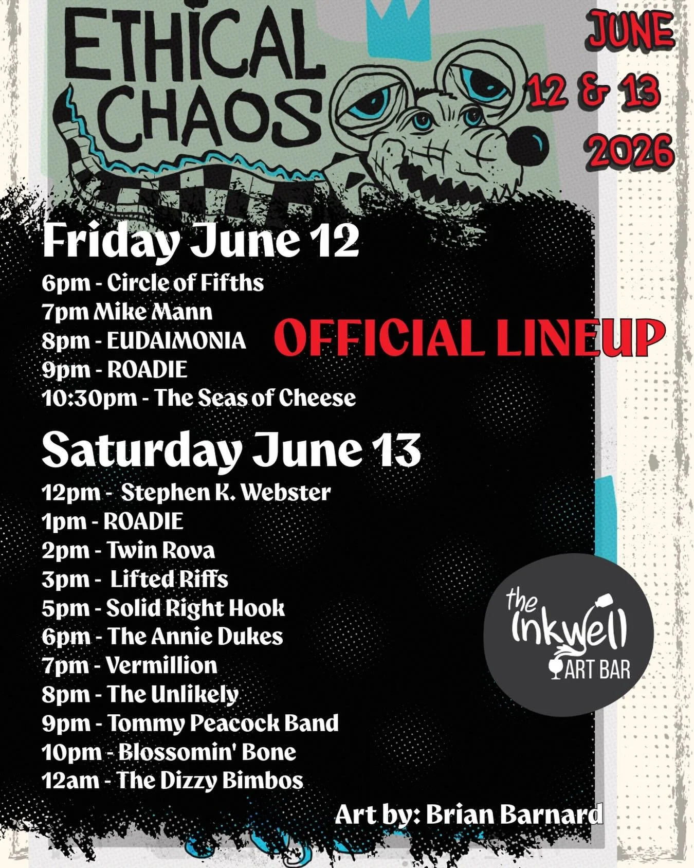 Final OFFICIAL LINEUP Announcement!!!!
See y&rsquo;all there

Sound support by @northfloridarecordings 

#fernandinabeachevents #ameliaislandlivemusic #northfloridapunk #inkwellamelia #inkwellartbar
