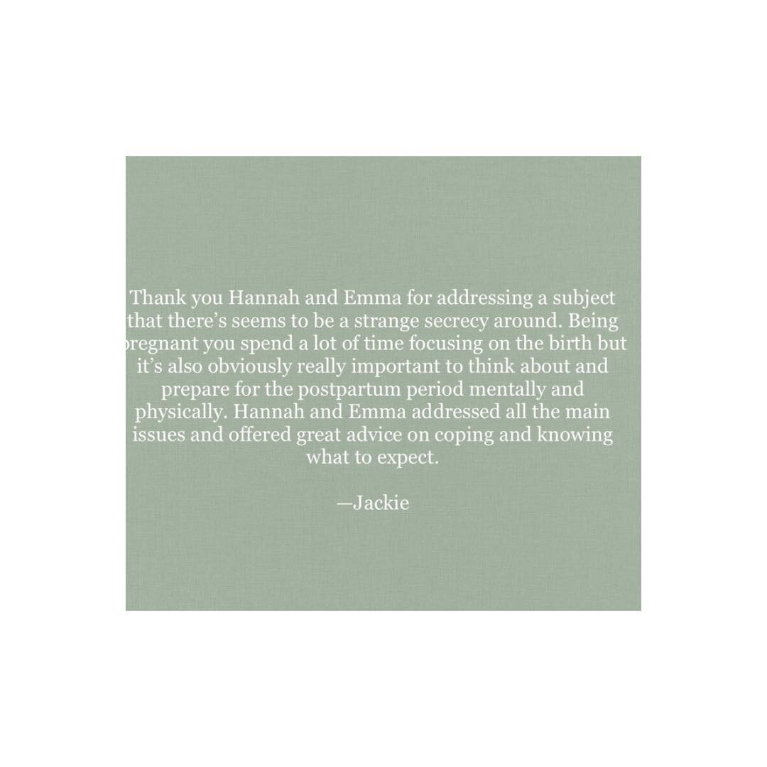 Thank you Jackie for your feedback on our postnatal planning workshop. Let&rsquo;s make it ok to ask for help, to turn your back on bounce back and to build your village of support. Hannah and I are really passionate about encouraging new parents to 