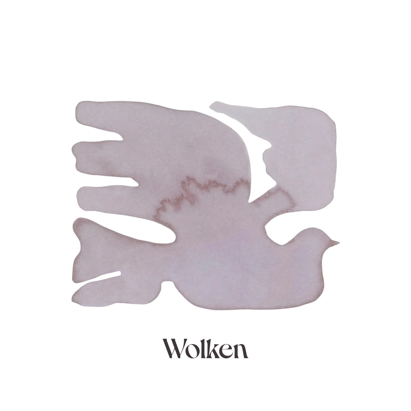 Een abstracte afbeelding van een wolk met de tekst 'Wolken' eronder, op een witte achtergrond.