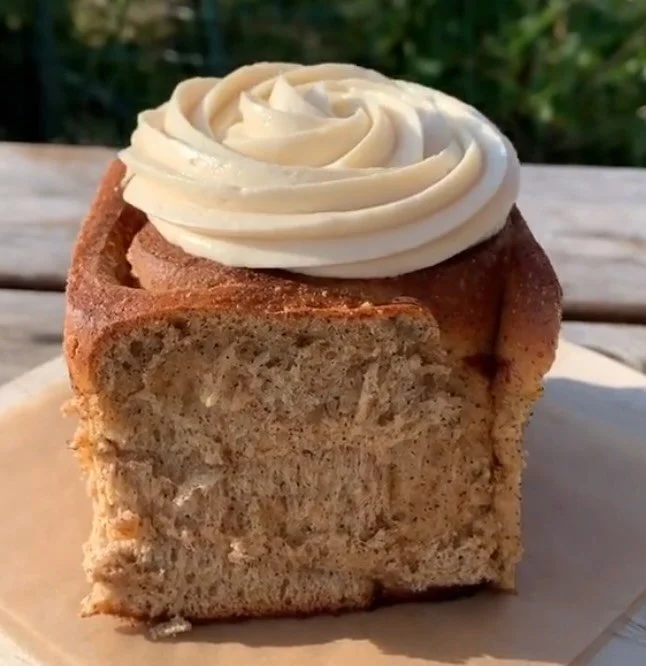 Buckwheat cinnamon rolls are back for spring!  Available at our K Street bakery on Saturdays &amp; Sundays only! 
Made whole grains and topped with maple cream cheese frosting.