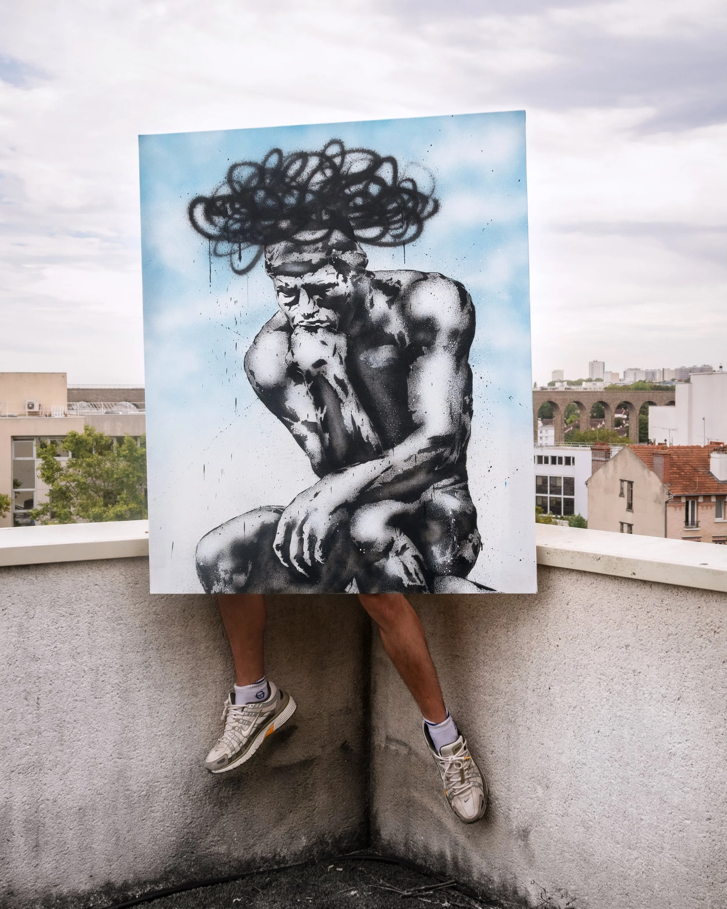 Spent the last week working on this three-canvas commission, getting inspired again at the Louvre and overwhelming my brain again after a sweet summer break. 🧠🔨🔨🔨

Now, on to the next projects🕺

#urbanartparis #streetartparis #stencil #pochoir #
