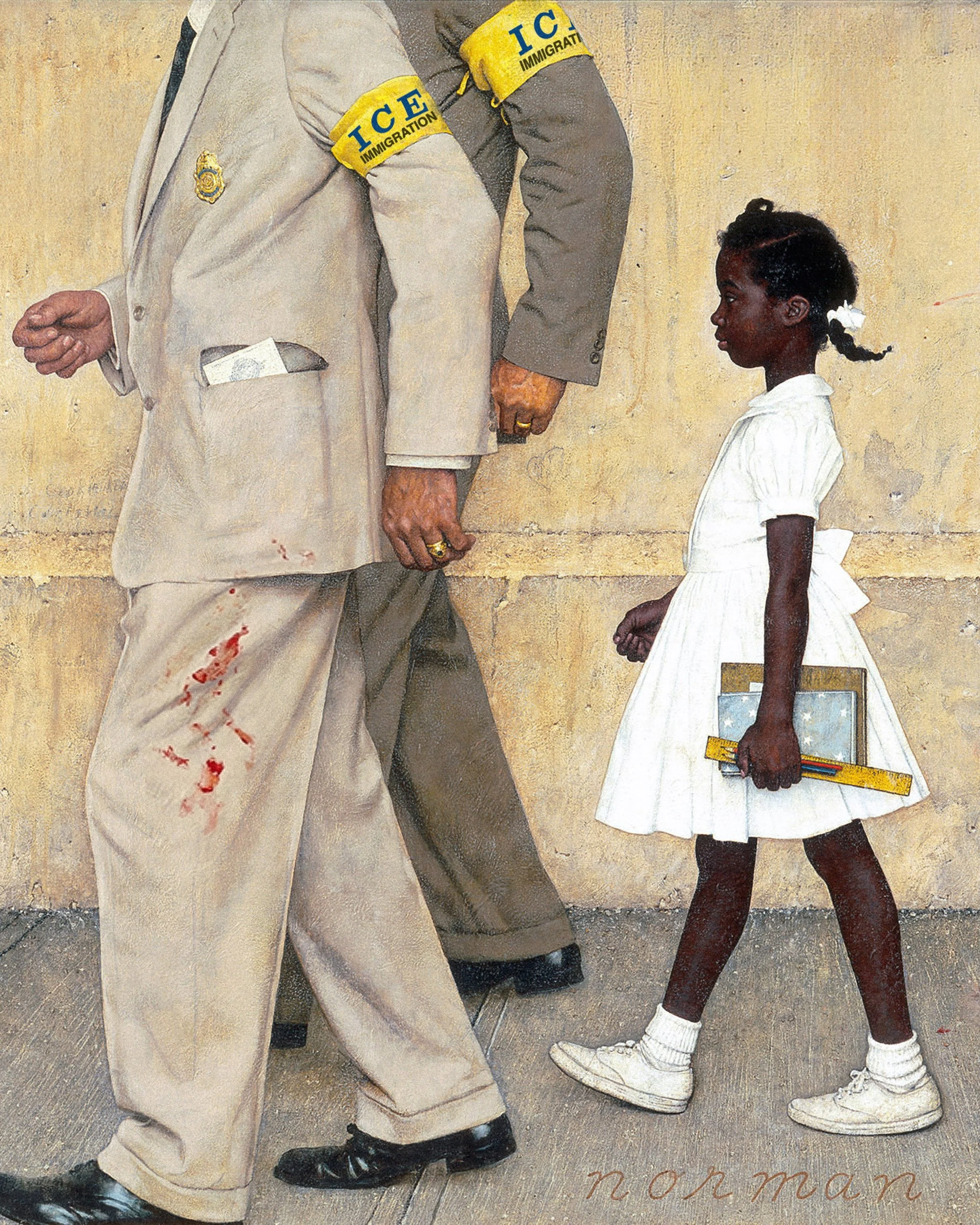 &lsquo;The Problem We All Still Live With&rsquo;
An update of Norman Rockwell&rsquo;s iconic work &lsquo;The Problem We All Live With&rsquo;, painted in 1964.

60 years later, the fight against racism still remains, and so does the fight against thos