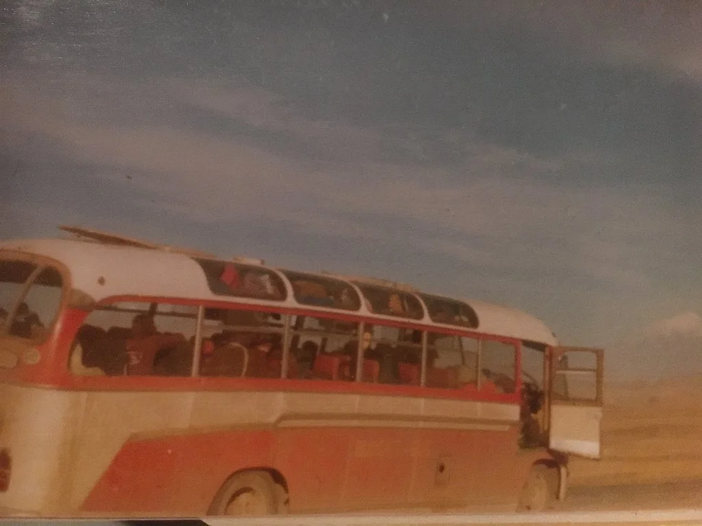 The Magic Bus overland coach used for a 1970 one-way journey from London to Australia along the Hippie Trail