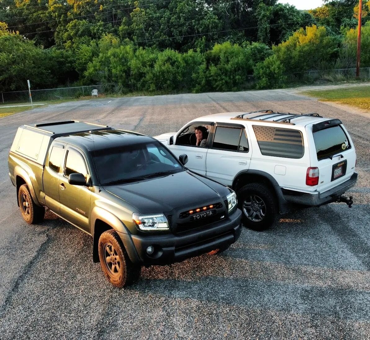 #ToyotaTuesday His &amp; Hers trucks! 💙 (of course, by now y'all have seen that @street675r's Tacoma doesn't look like that anymore 😁) Who else keeps it brand-loyal in the fam?! 
.
.
.
.
.
.
.
.
Alright, I guess I'd better get back to the Supras!!.
