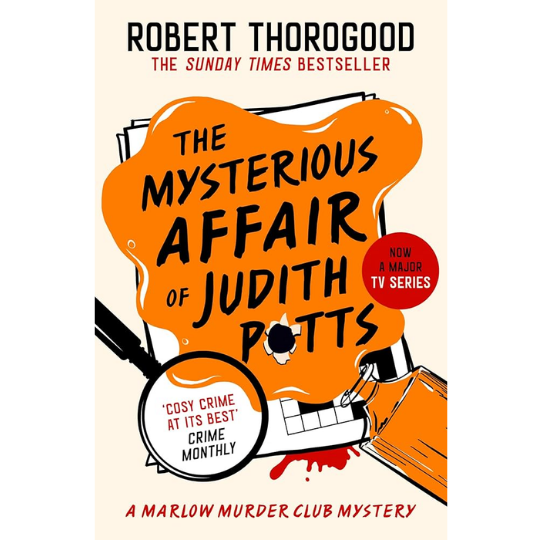 A magnifying glass and crossword puzzle on this book cover.