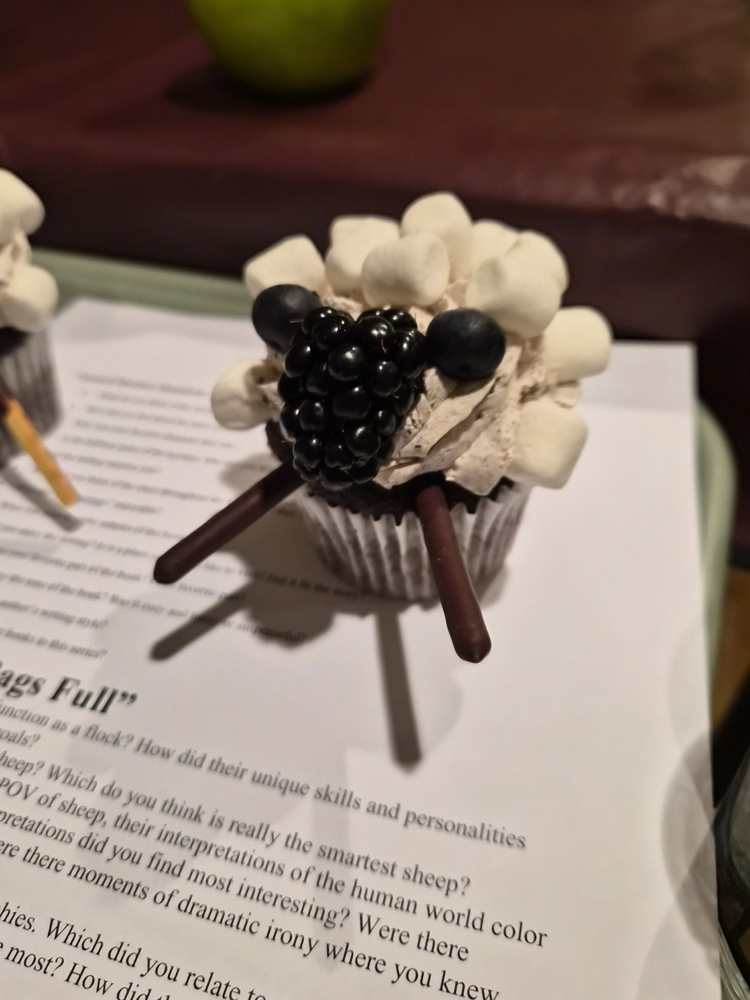 A cupcake that looks like a sheep.