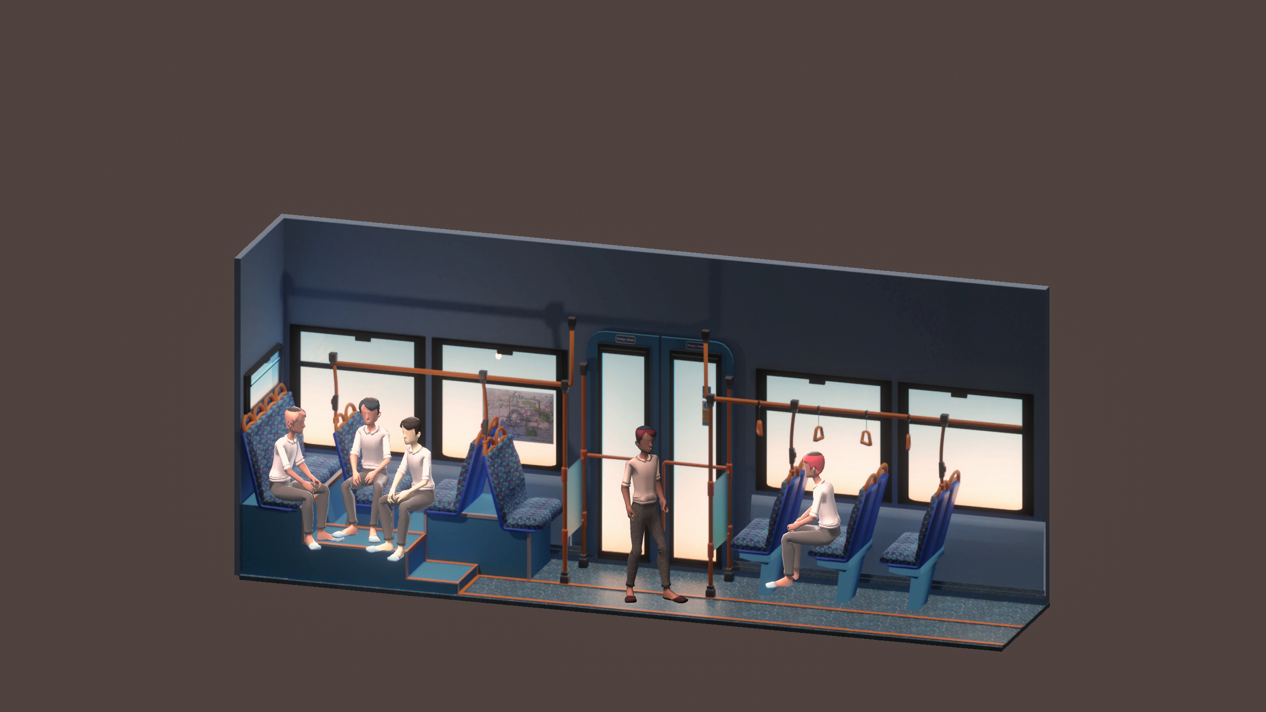 An older version of the bus scene without the new character models