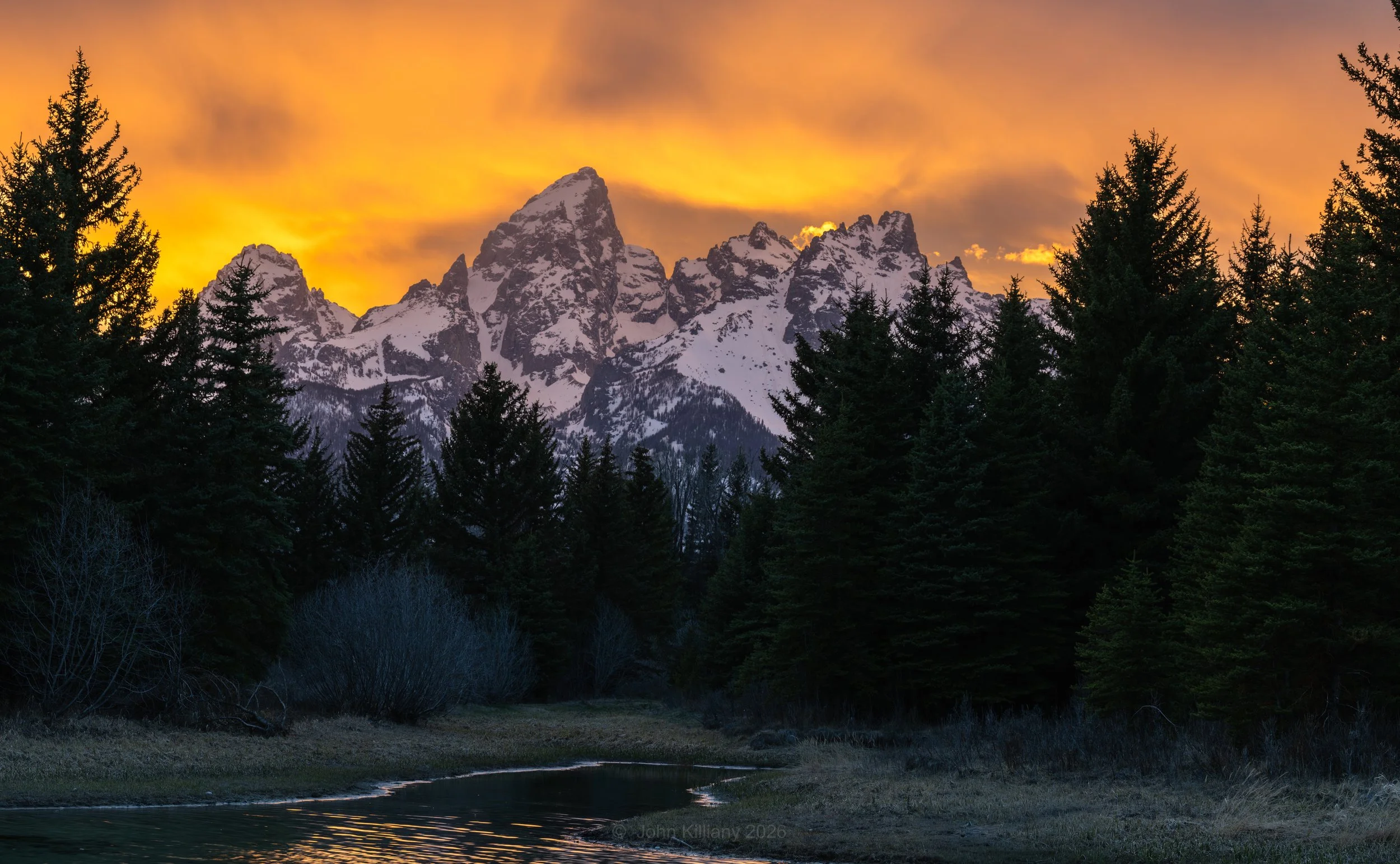 Sunset at Schwabacher Landing - GTNP