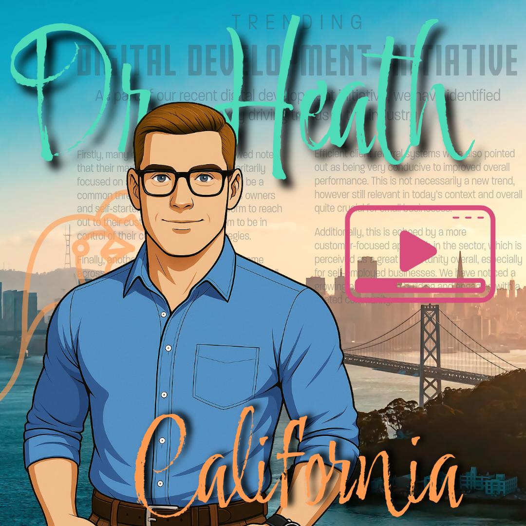 Illustration of a man wearing glasses and a blue shirt, standing in front of a Bay Area cityscape with a bridge, with the words 'Digital Trending' and 'California' overlaid.
