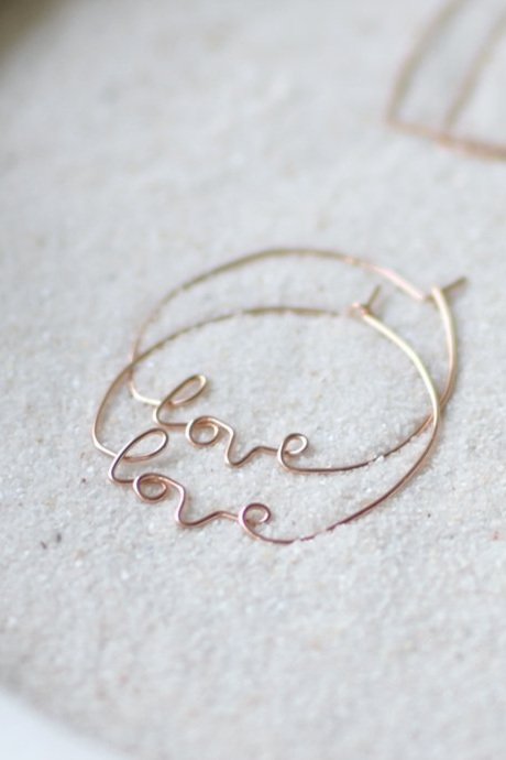Love Script Hoop Earrings