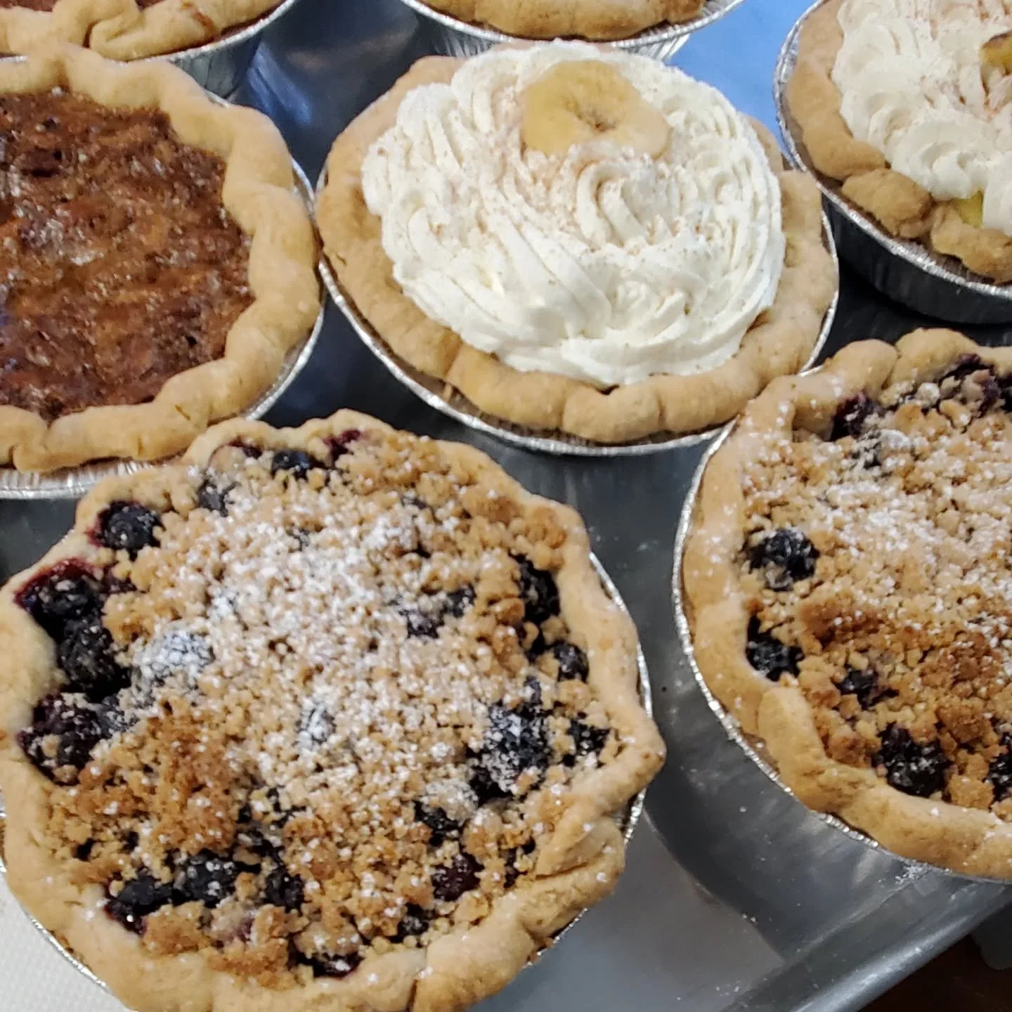 Pi anyone?  Limited number of blueberry, pecan or banana cream!  #piday #3.14 #njbakeries #northjerseyeats #newjerseyeats