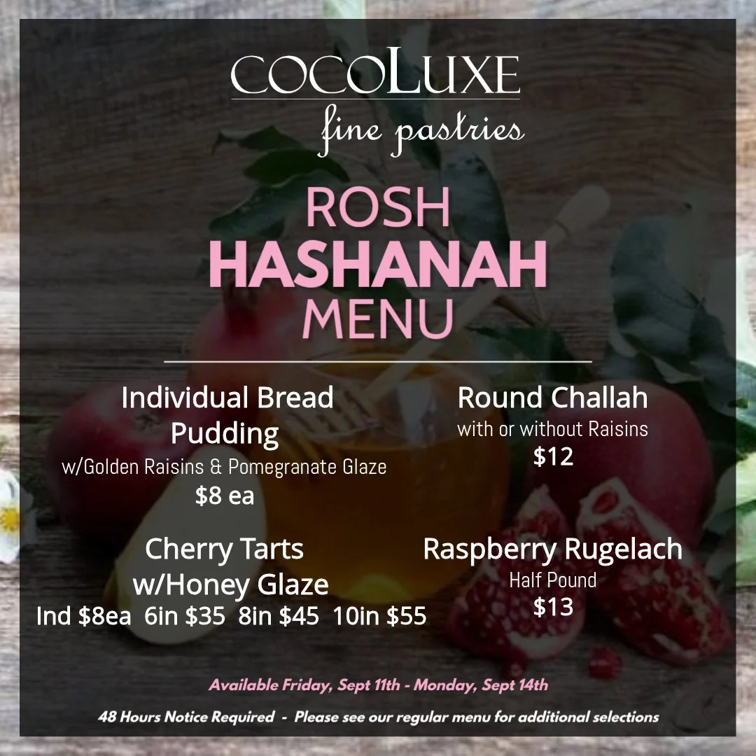 🍯✨ Celebrate the season of sweetness with our Rosh Hashanah Menu, available Friday, Sept 11th &ndash; Monday, Sept 14th! 🍎✨

📅 Orders require 48 hours&rsquo; notice. Please note, all menu items may not be available in the shop&mdash;be sure to pre