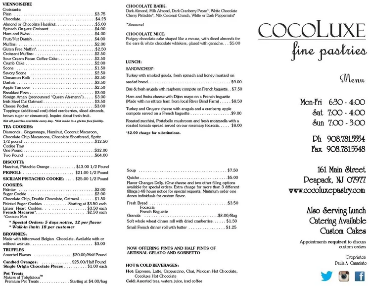 Menus — CocoLuxe Fine Pastries
