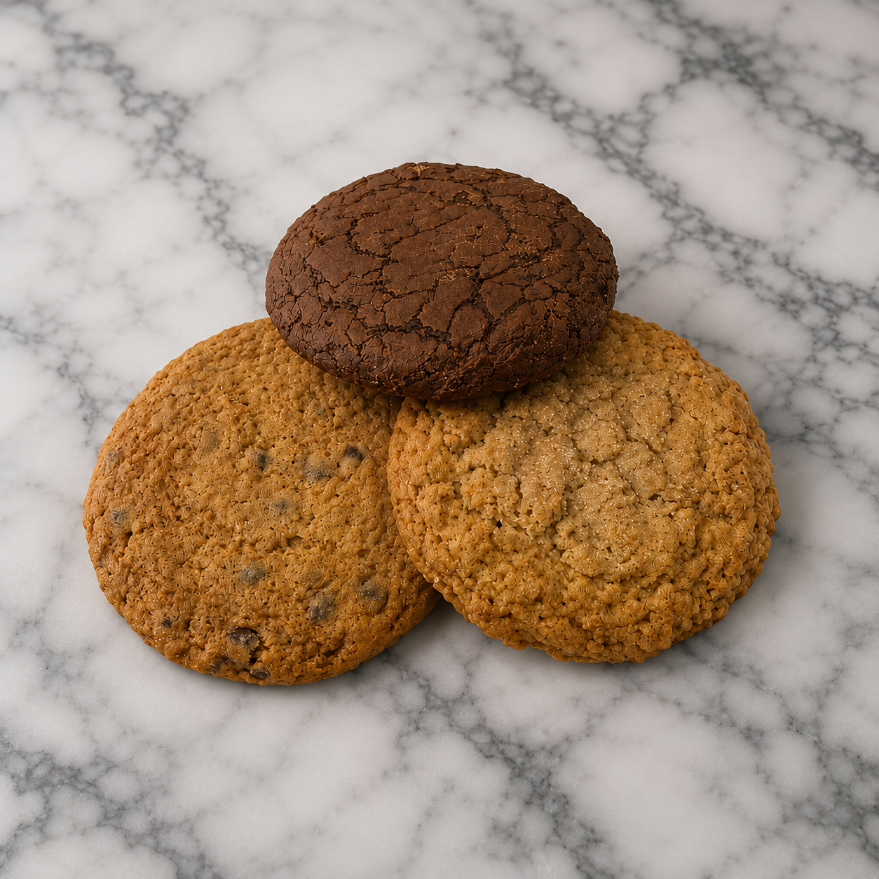 Chocolate Chip, Double Chocolate, Oatmeal