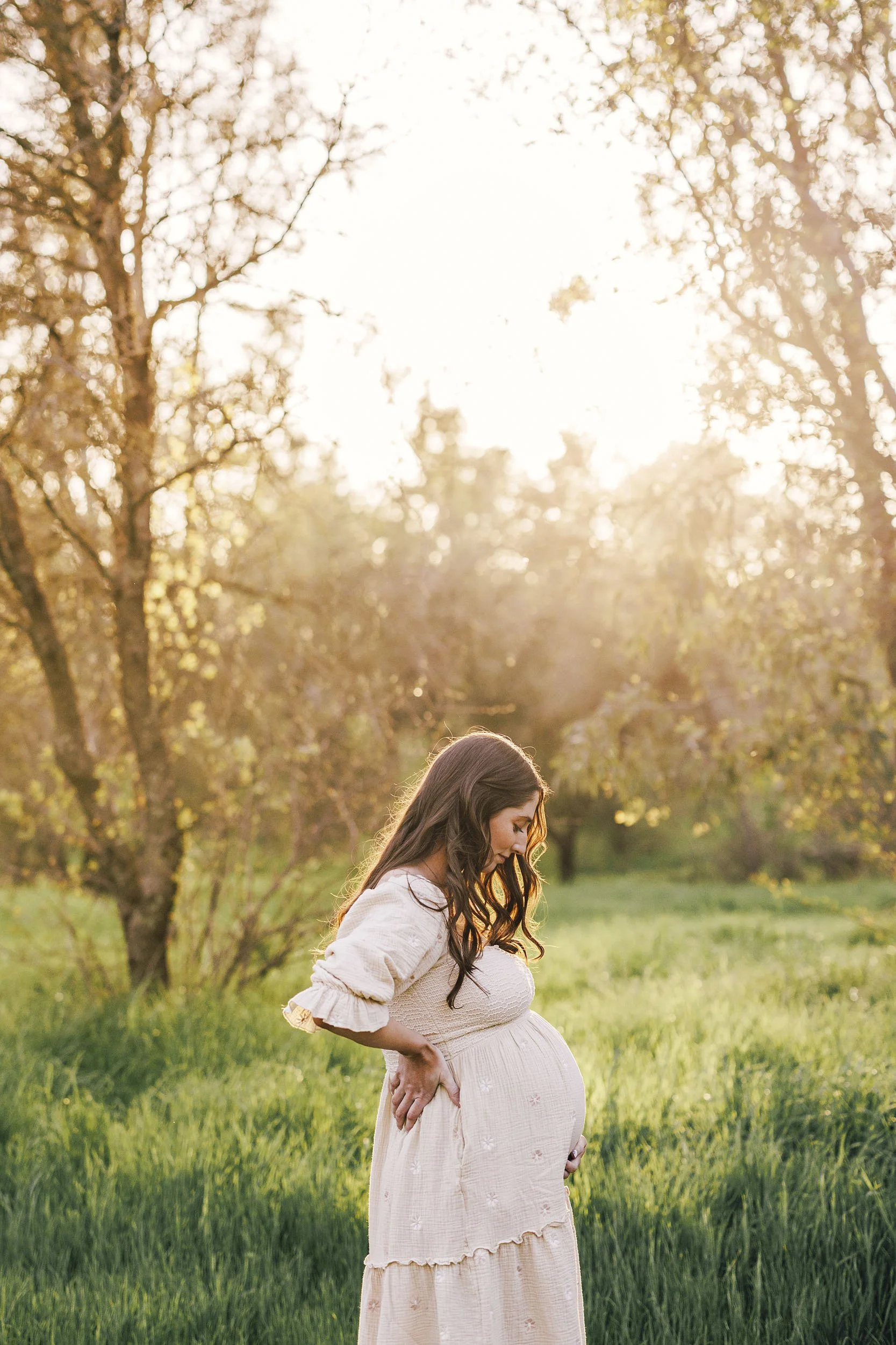 A profile of a mother-to-be, photo taken by Amy Wright, a Roseville Maternity Photographer