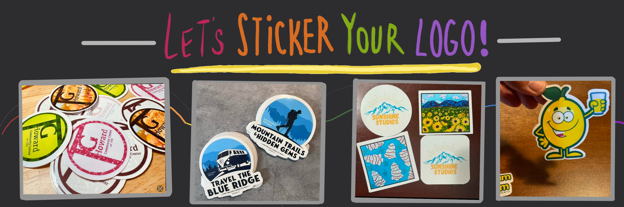 Banner that Shows various logo stickers I made in the past