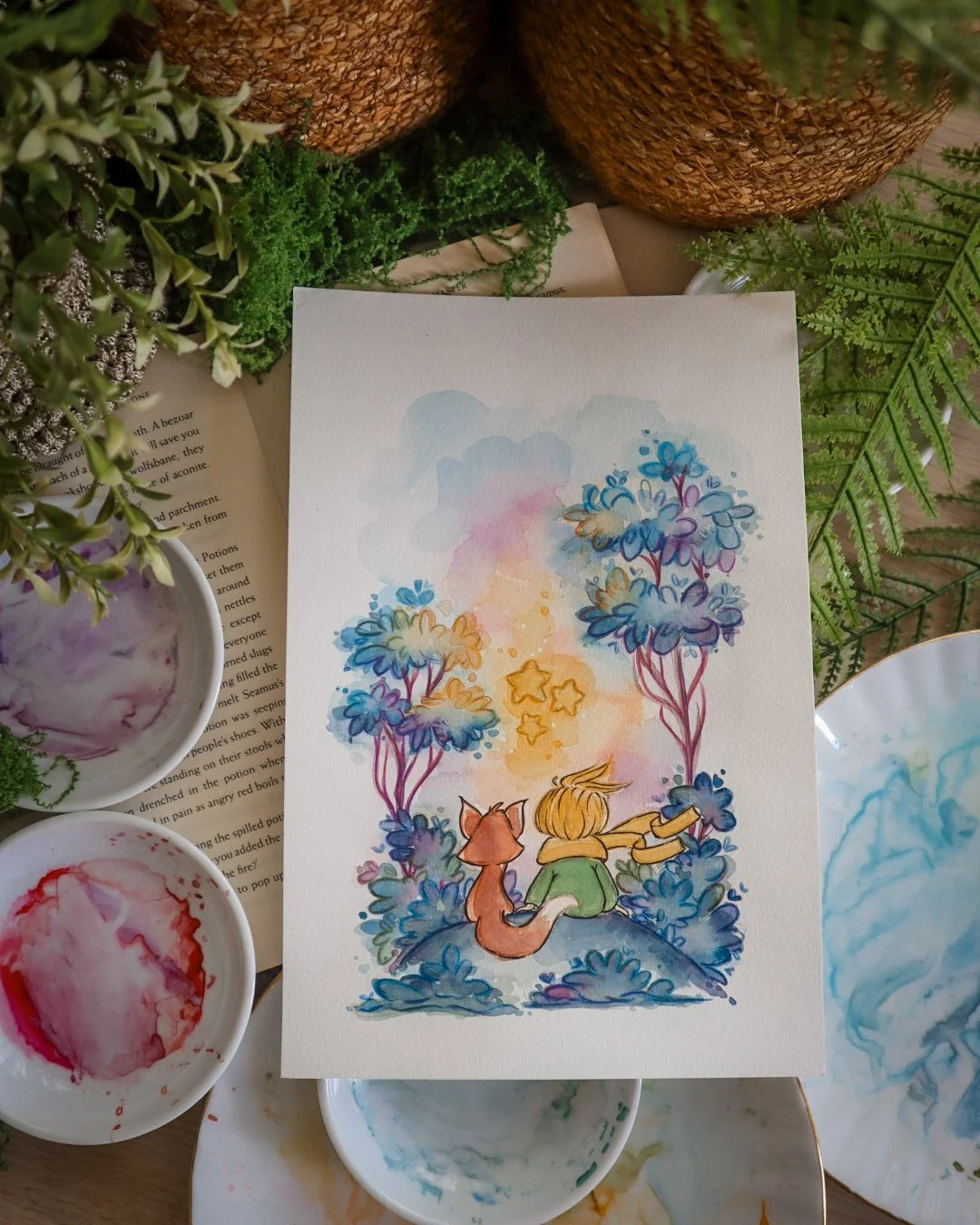 Little Prince & Tiny Fox & The Stars | Original Painting