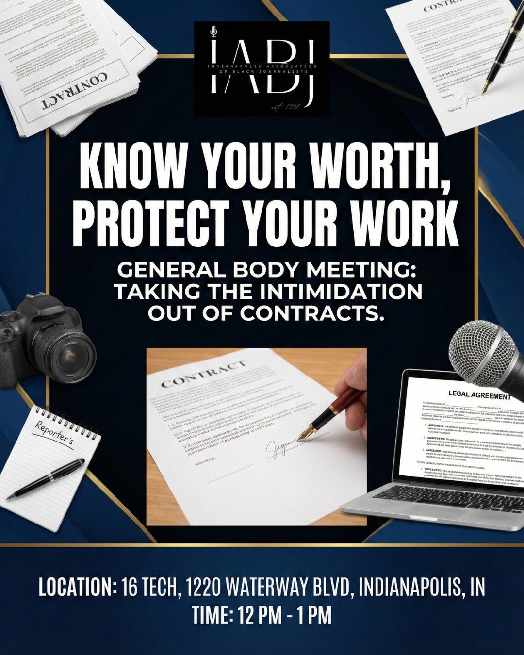 Are contracts giving you major anxiety? 😰 
Are you tired of feeling unsure about what you should be getting paid? We are fixing that. TODAY.

It&rsquo;s time to stop letting legal talk scare you out of what you deserve.

Join the IABJ fam at lunchti