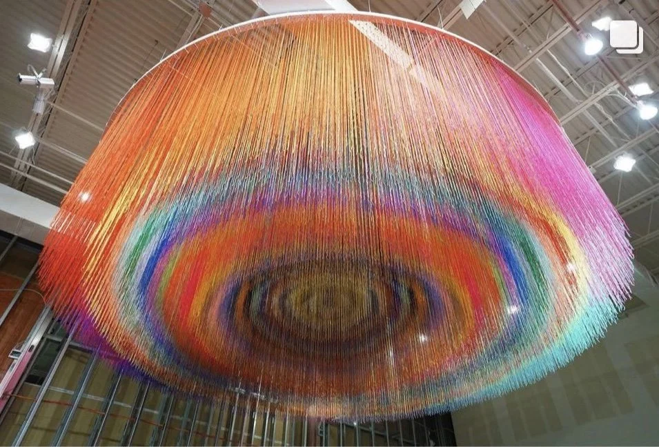inspiring artwork, colorful ceiling string art