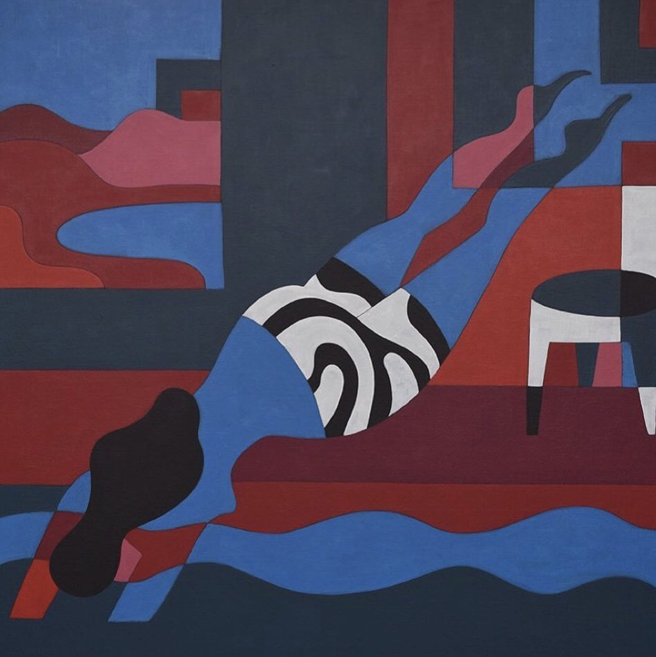 inspiring artwork, woman jumping into pool