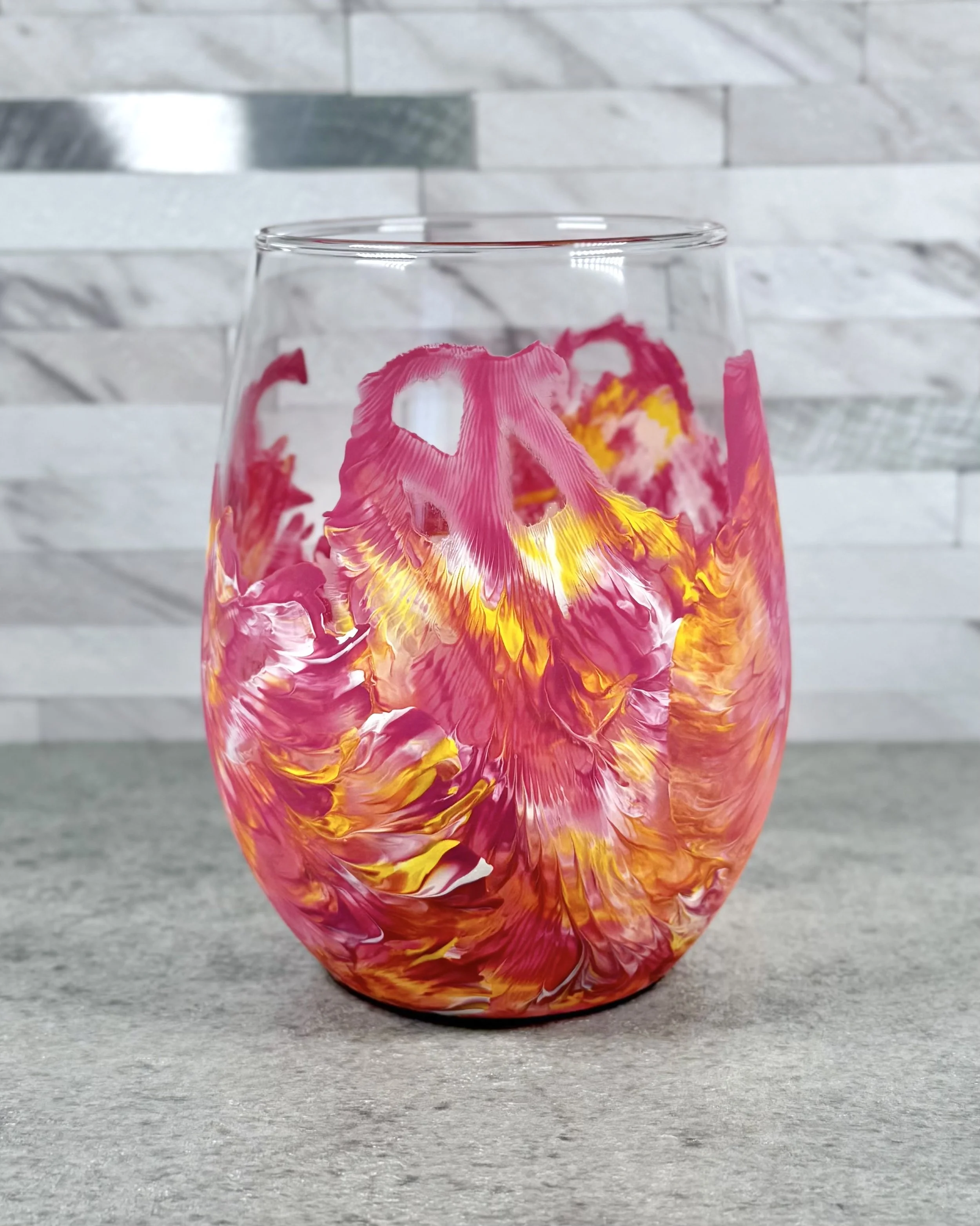 Showy Lady's Slipper Wine Glass