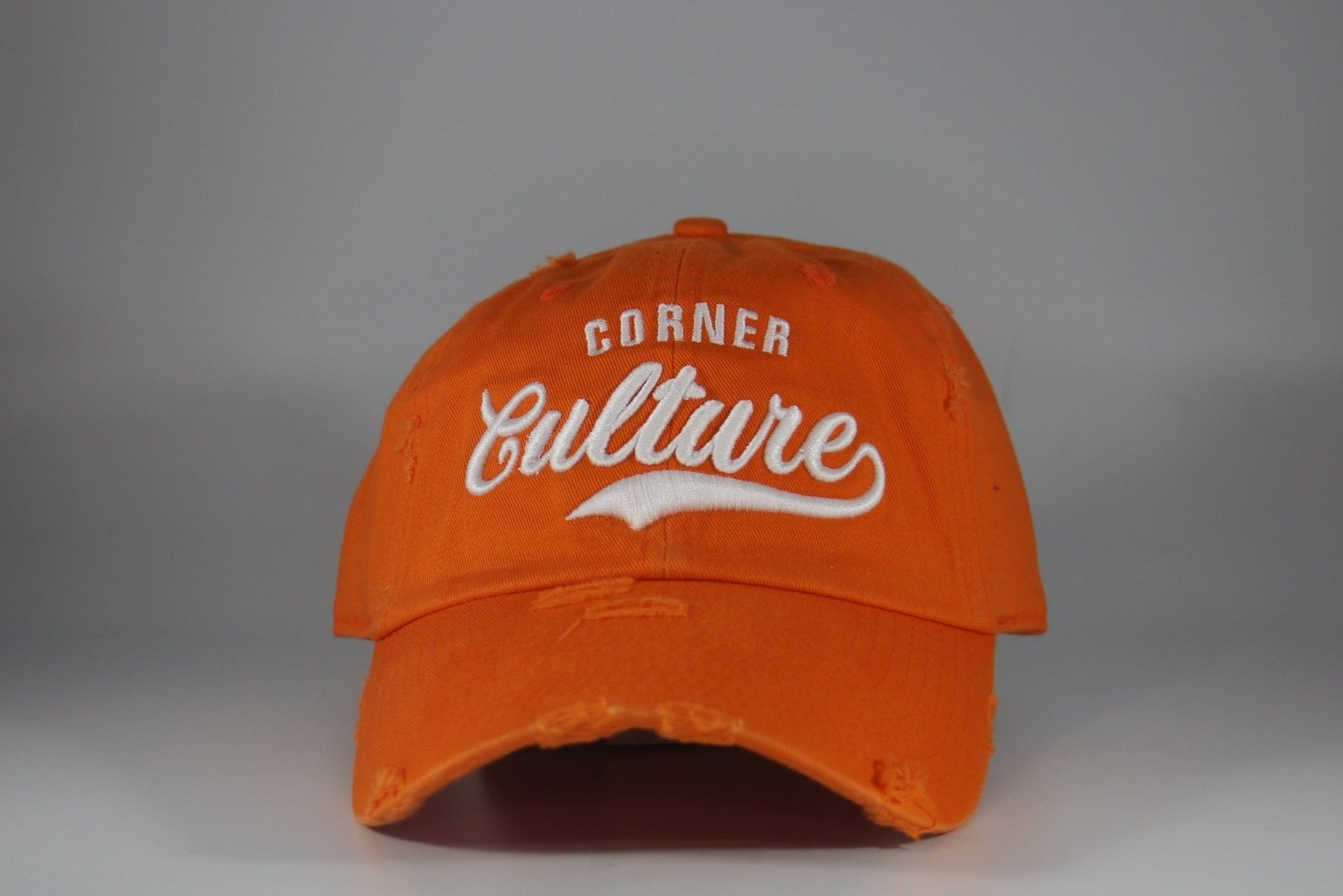 Corner Culture Distressed Orange and White Dad Hat