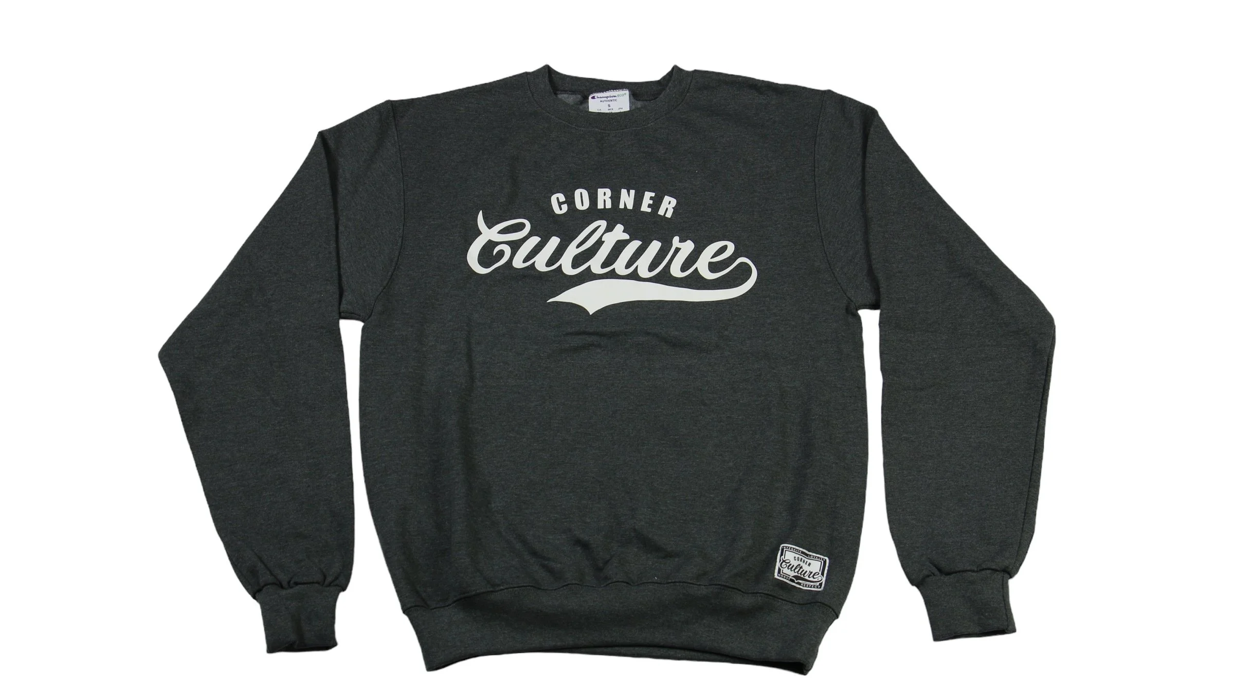 Charcoal Grey with White Corner Culture Sweatshirt.JPG