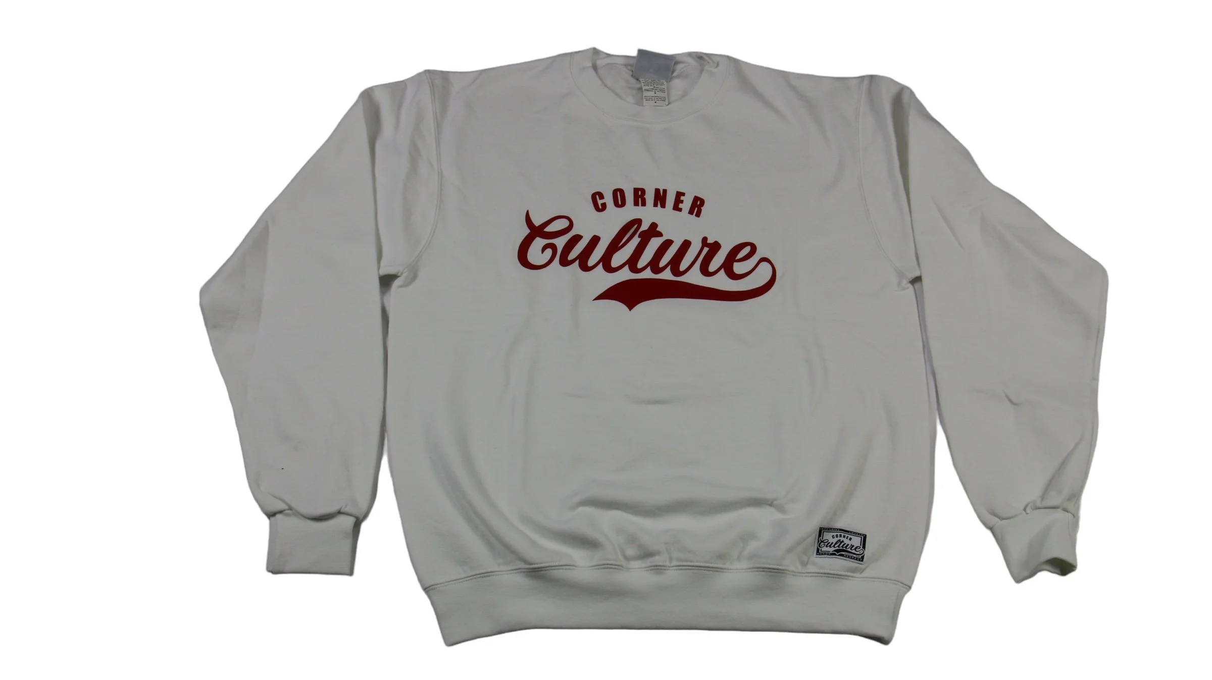 White with red Corner Culture Sweatshirt