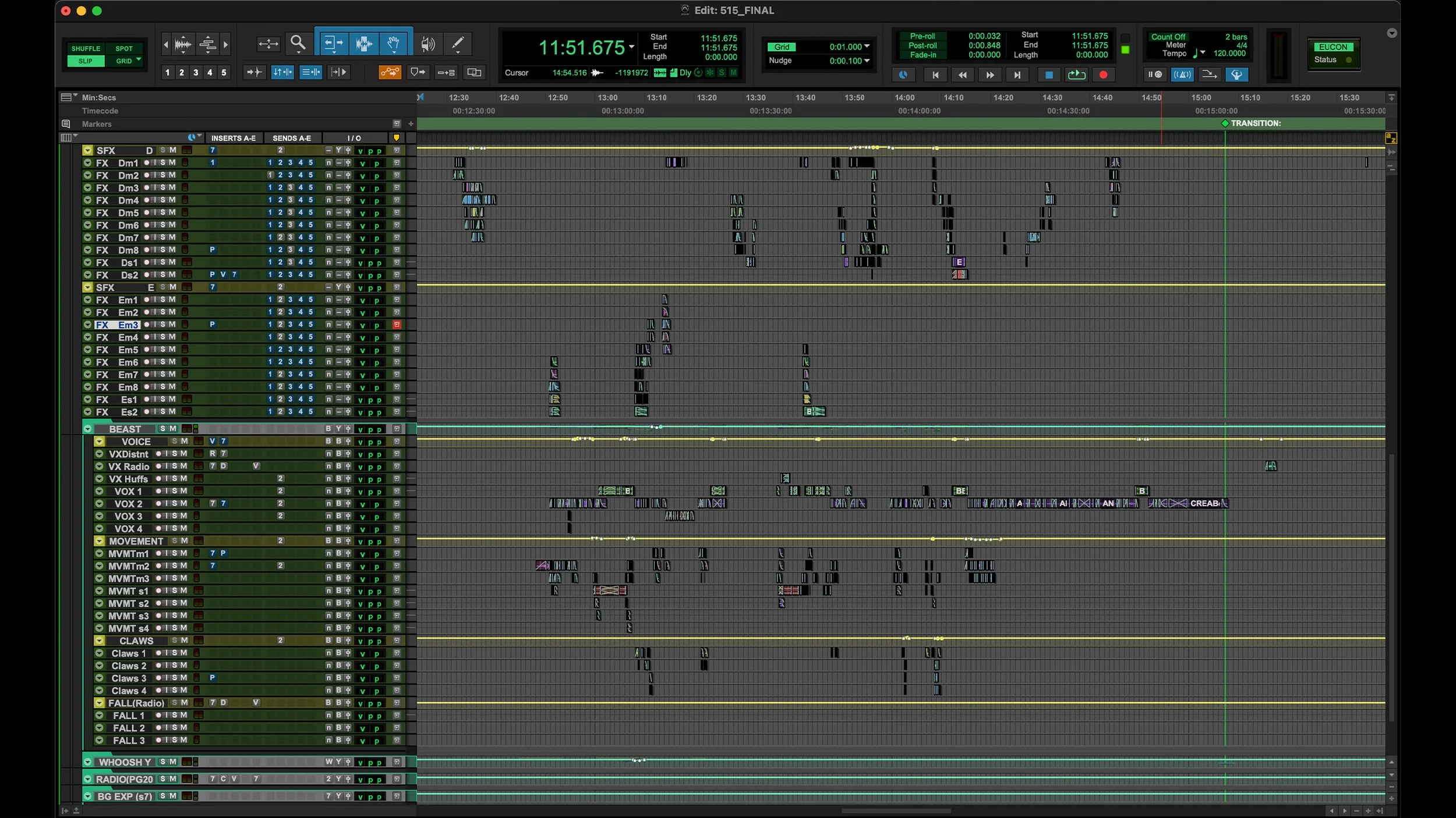 Screenshot of digital audio workstations with multiple audio tracks, clips, and controls for music mixing and editing.