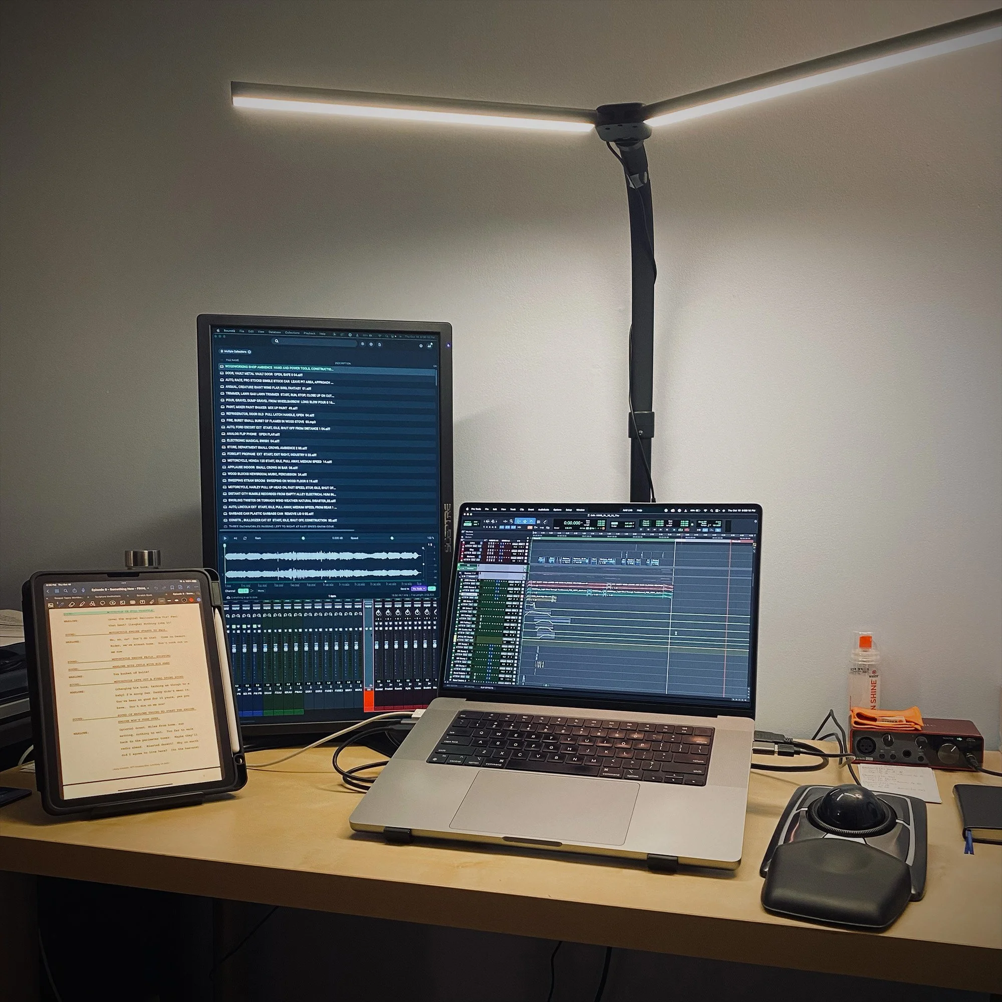 Desk setup working on The Encounter