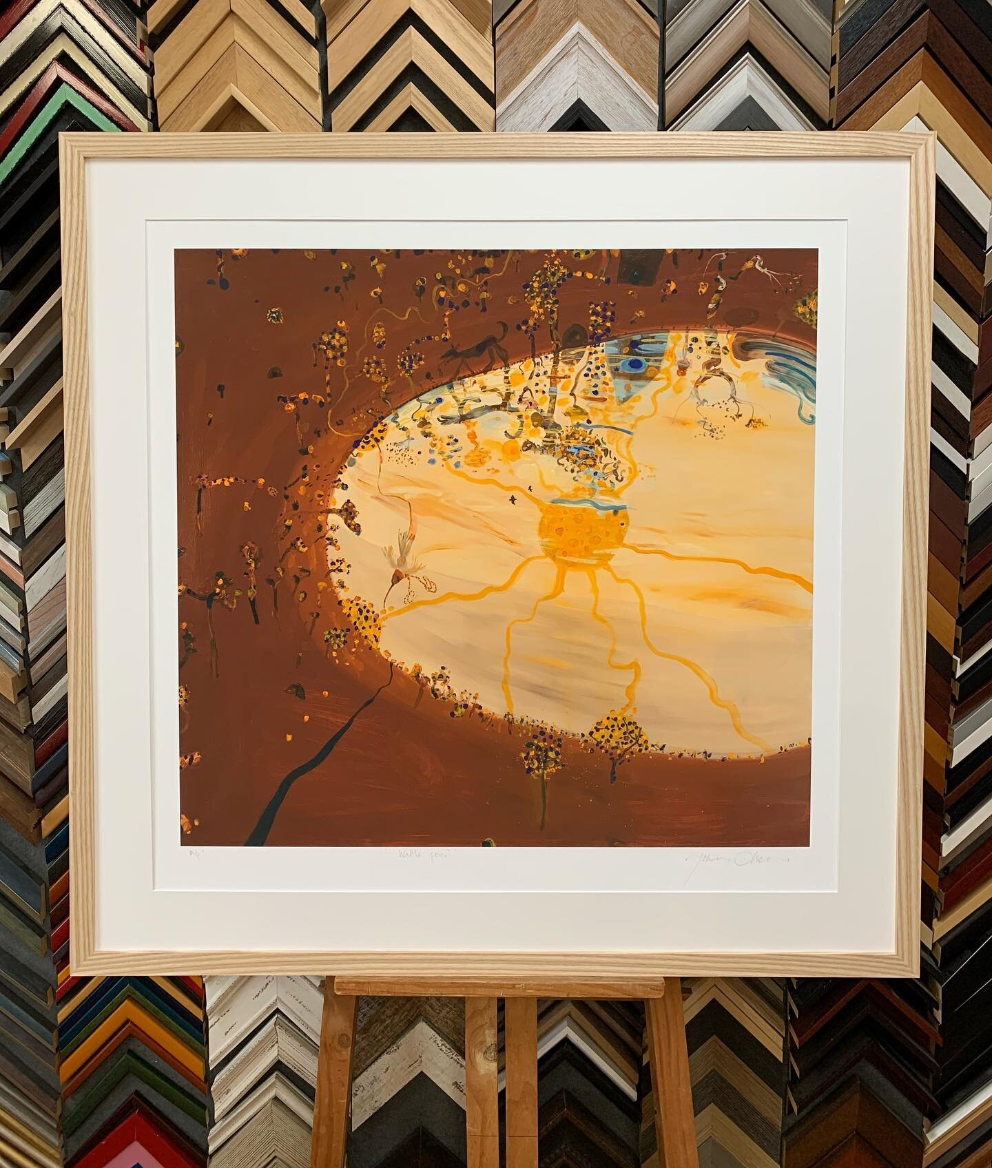 Had this beauty from @johnolsenartist through today titled &ldquo;Wattle Pond&rdquo;. 
Framed simply, using archival methods, in a Vic Ash timber and finished with almost invisible Tru Vue UltraVue glass. 

.
.
.
.
.
.
.
#art #photography #picturefra