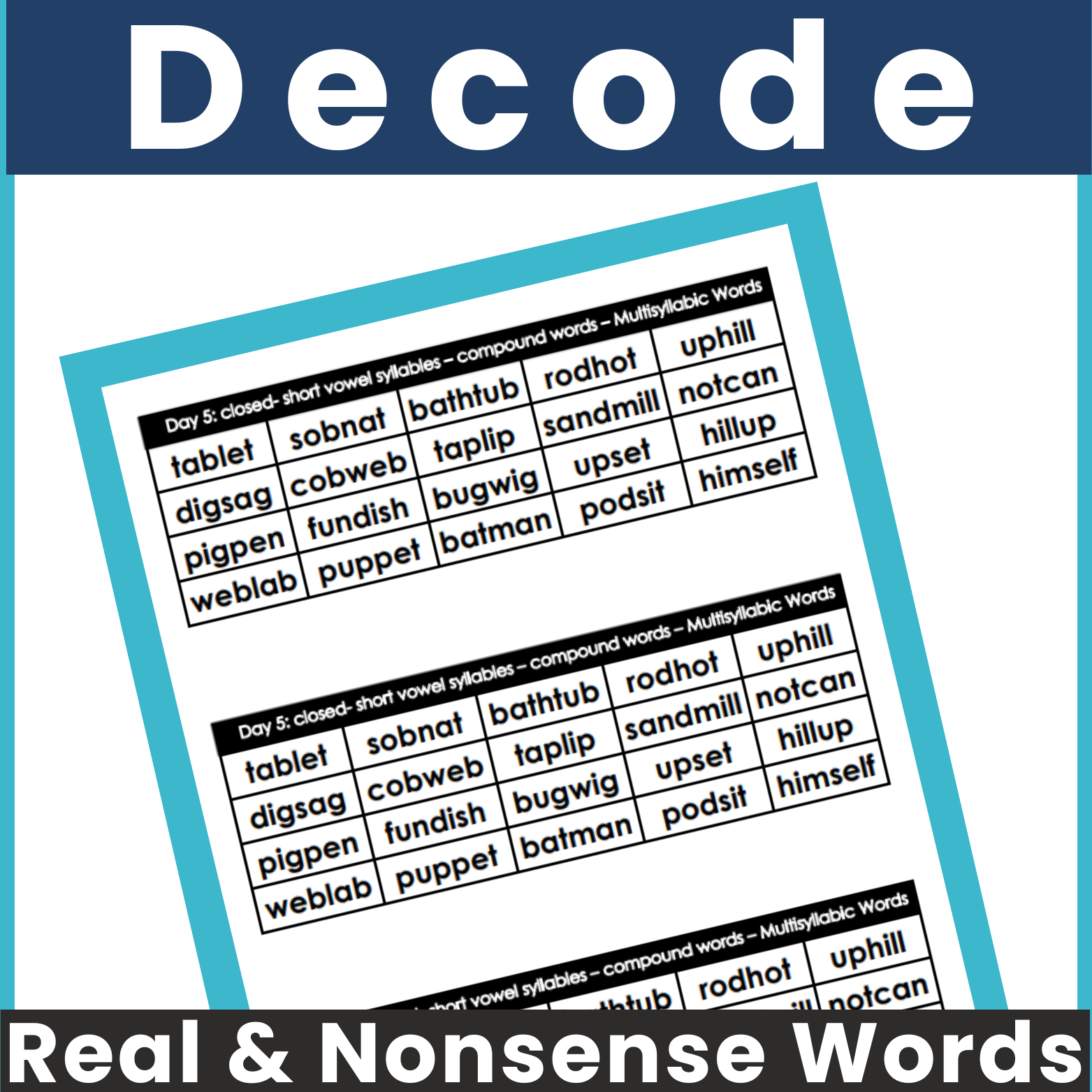 Multisyllabic Words Lists Syllable Type With Real And Nonsense Words Multisyllabic words lists syllable type with real and nonsense words