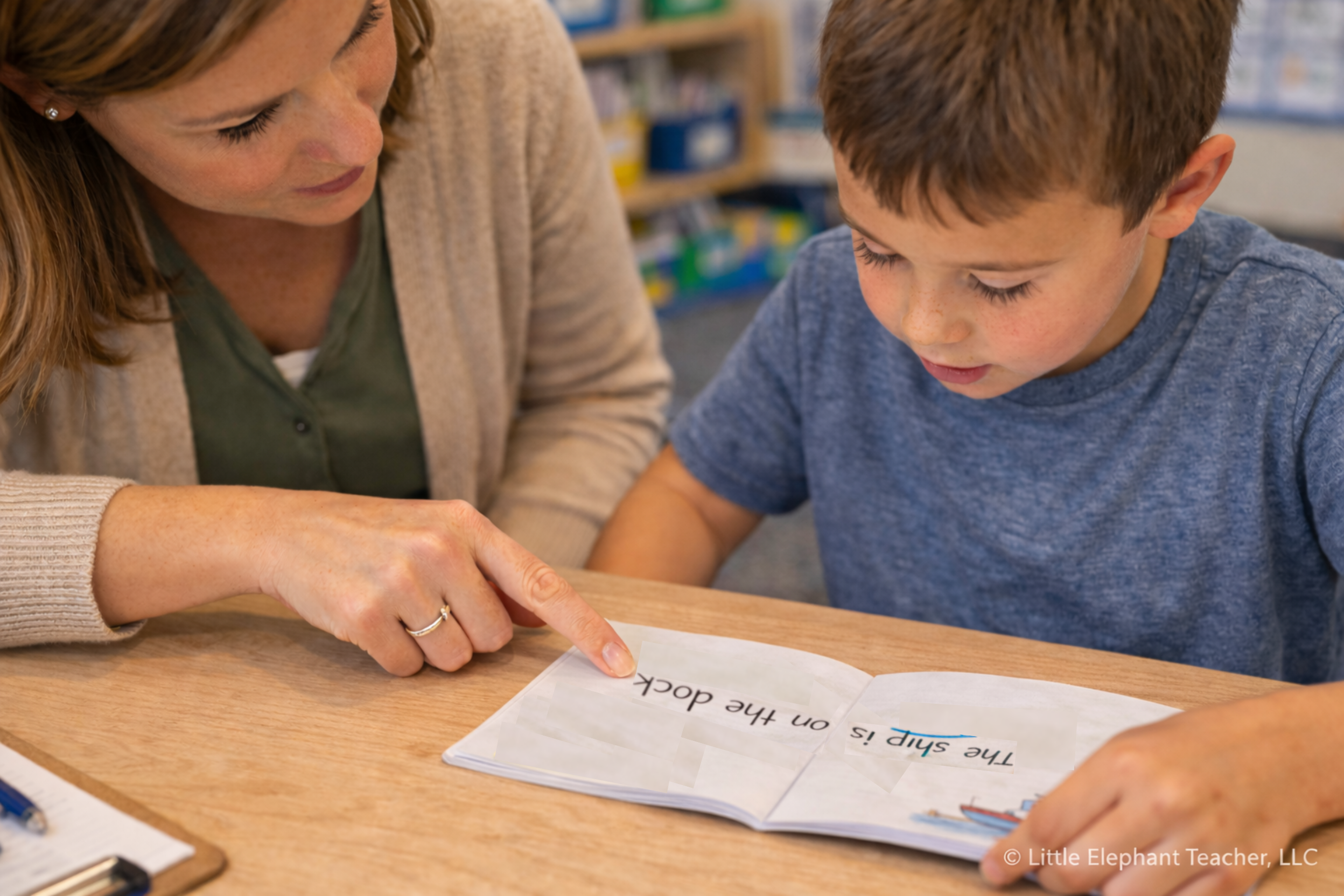 Example of substitution decoding error where ship is read as sip during phonics instruction