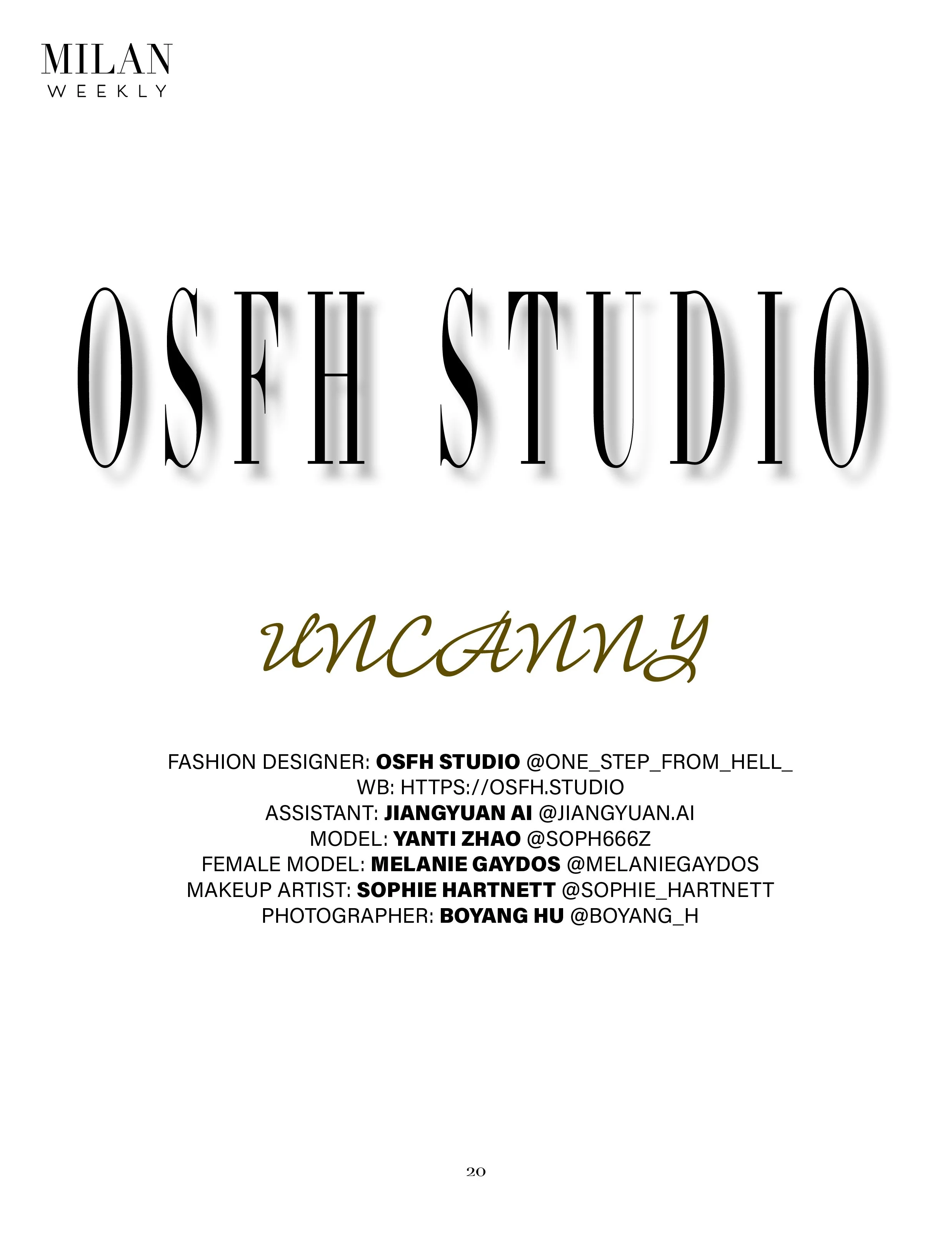 UNCANNY in Milan Magazine