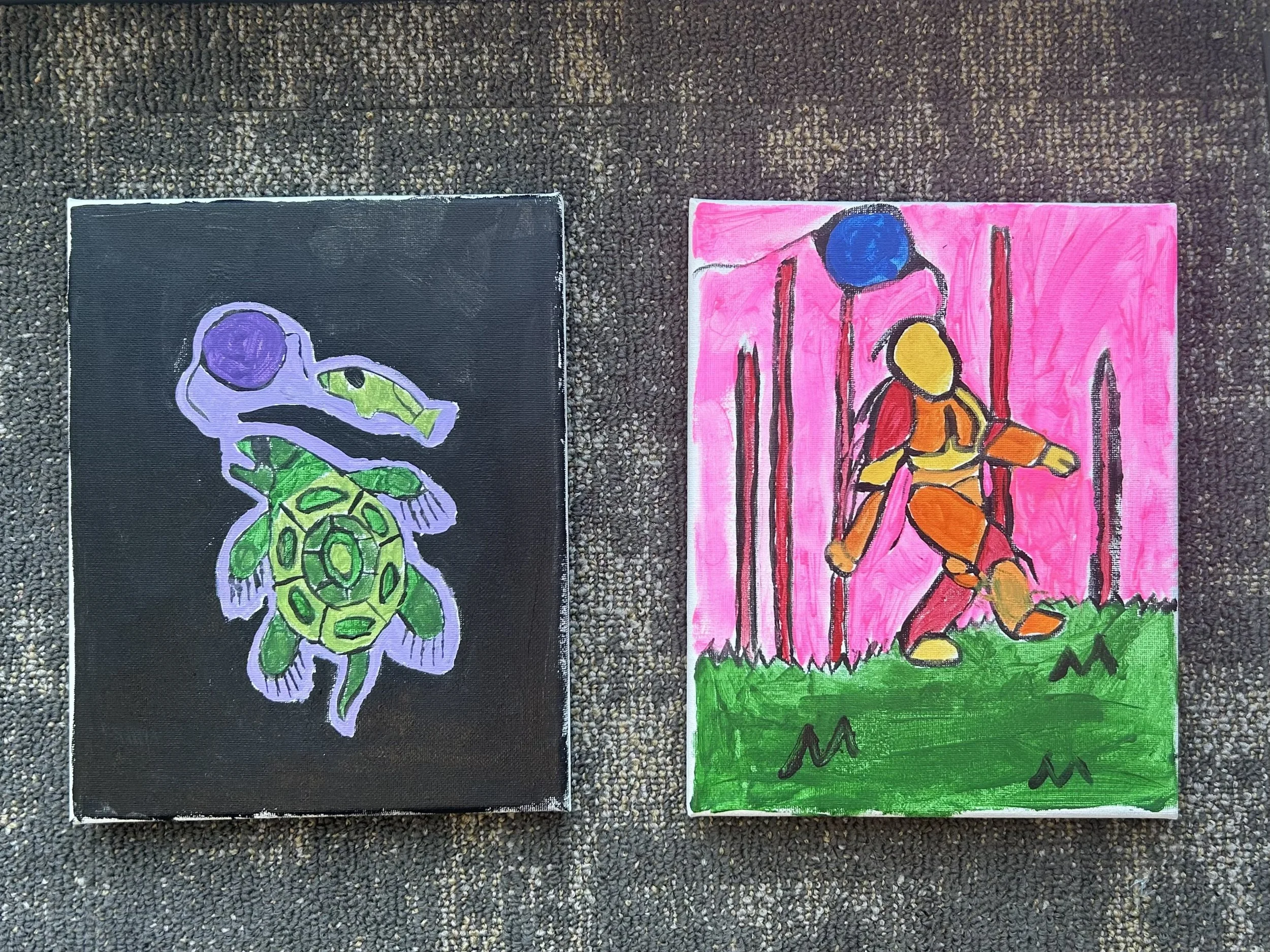 Student paintings from the Woodland Arts Painting Workshop.