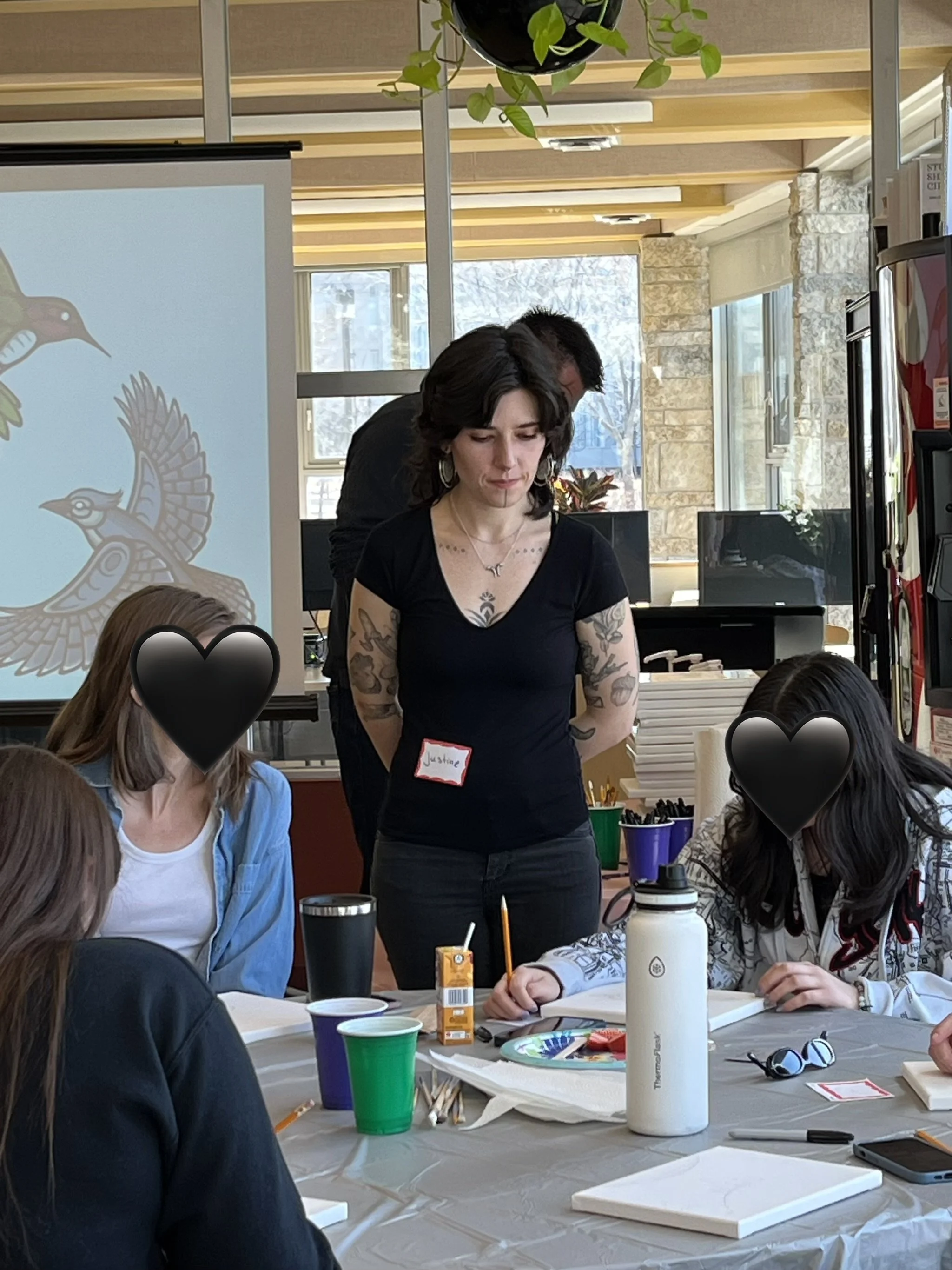 Woodland Art Painting Workshop at Culture Camp at University of Manitoba.