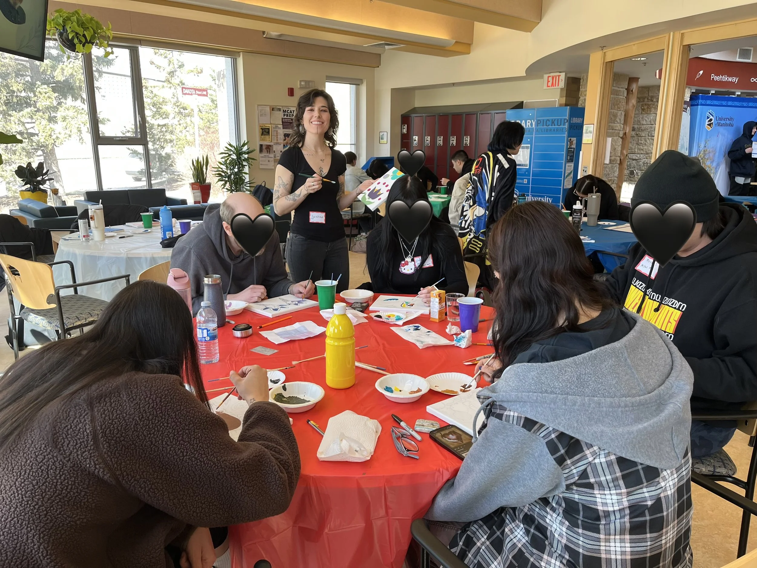 Woodland Painting Workshop at Culture Camp at University of Manitoba.