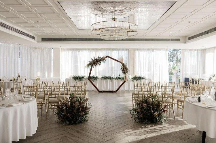 Indoor wedding ceremony setup that can be used as a wet weather backup option