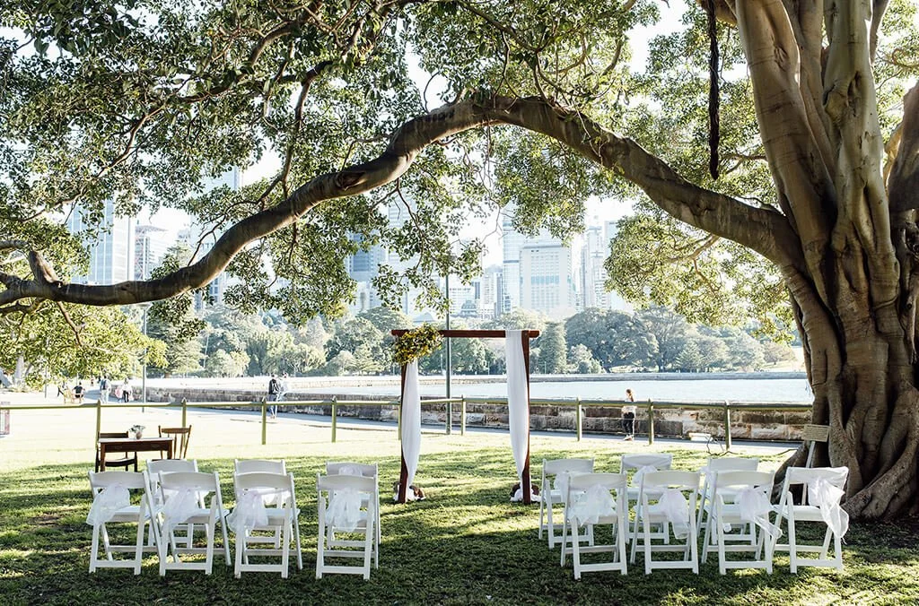 Elegant Sydney wedding ceremony setup showing organised layout and guest seating