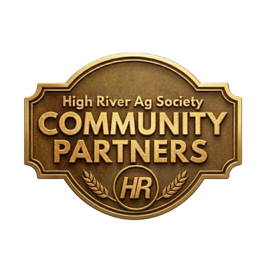 High River Agricultural Society community partners and western heritage supporters banner.