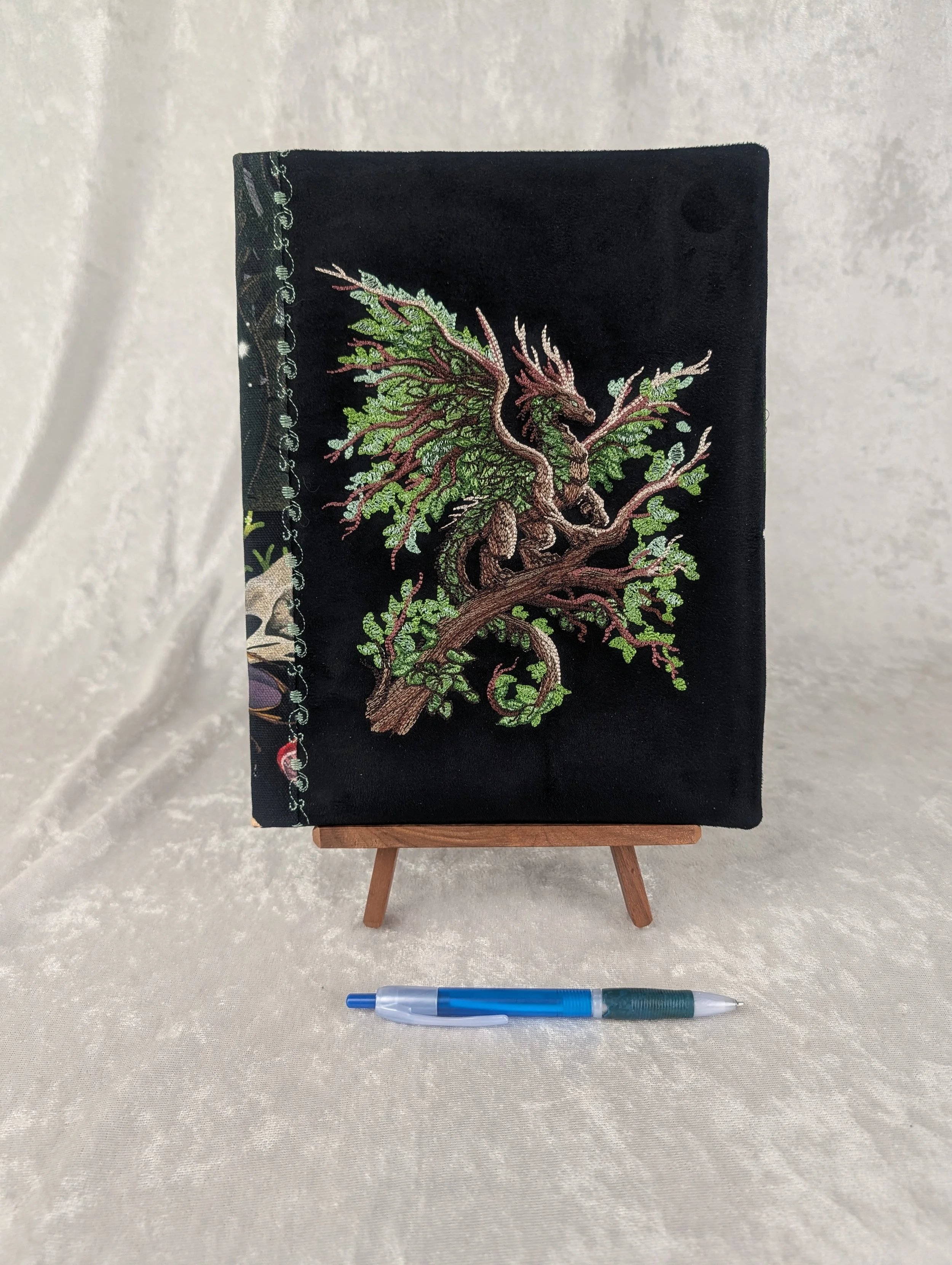 Woodland Dragon Refillable Embroidered Notebook Cover with Notebook