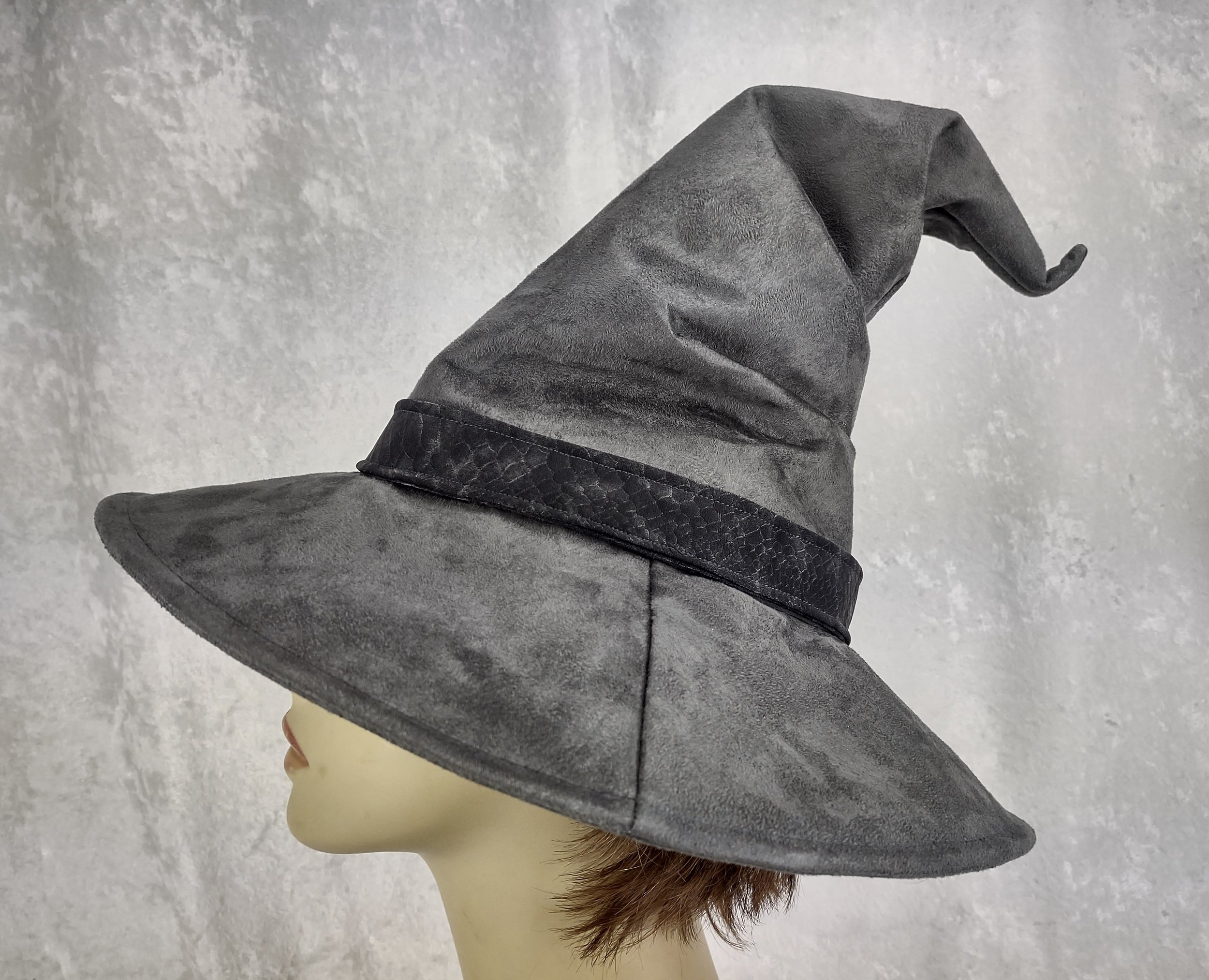 Black Suede Witch/Wizard Hat Size X-Large — Kira's Magick Needle