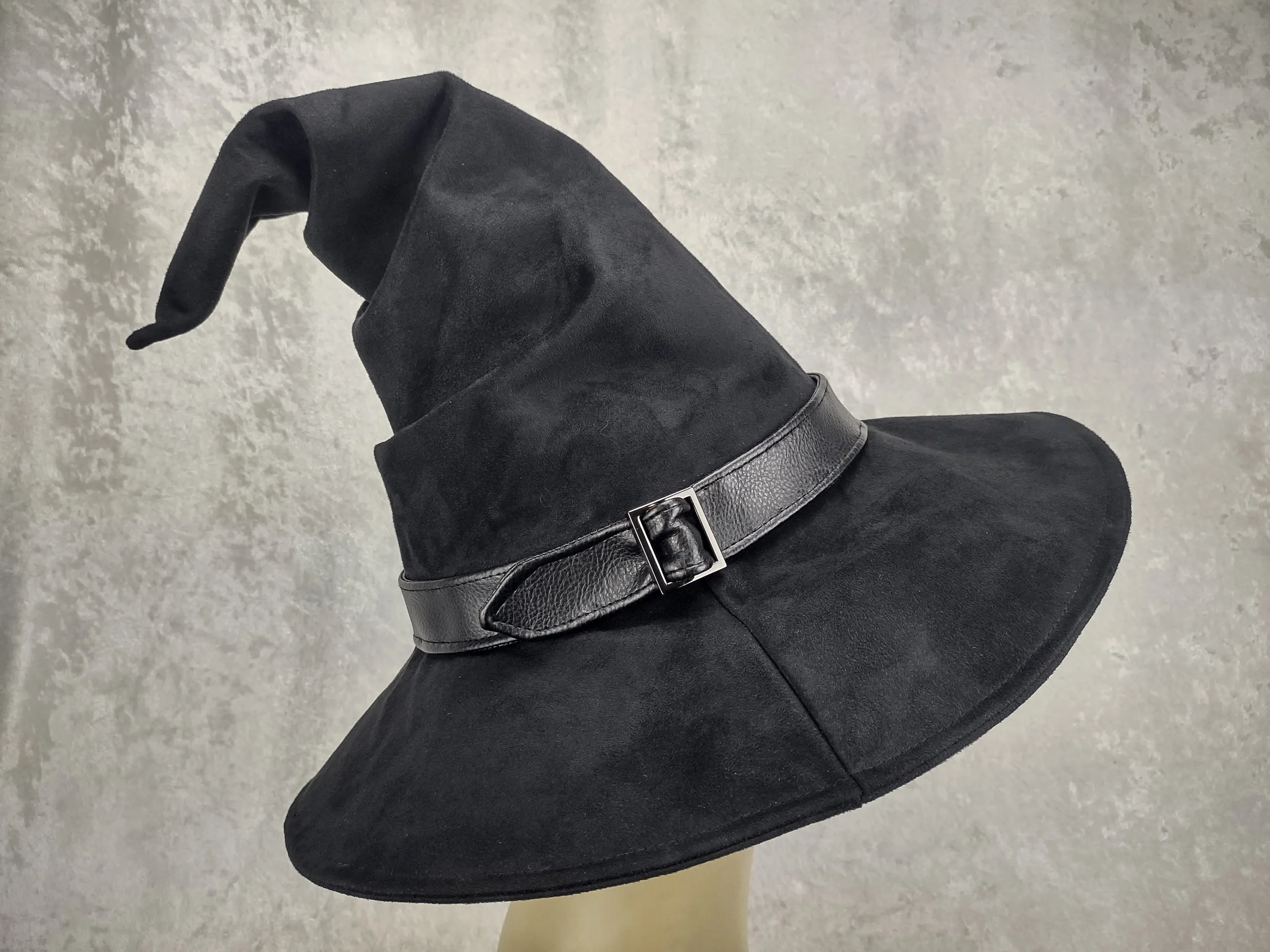 Black Suede Witch/Wizard Hat Size Small