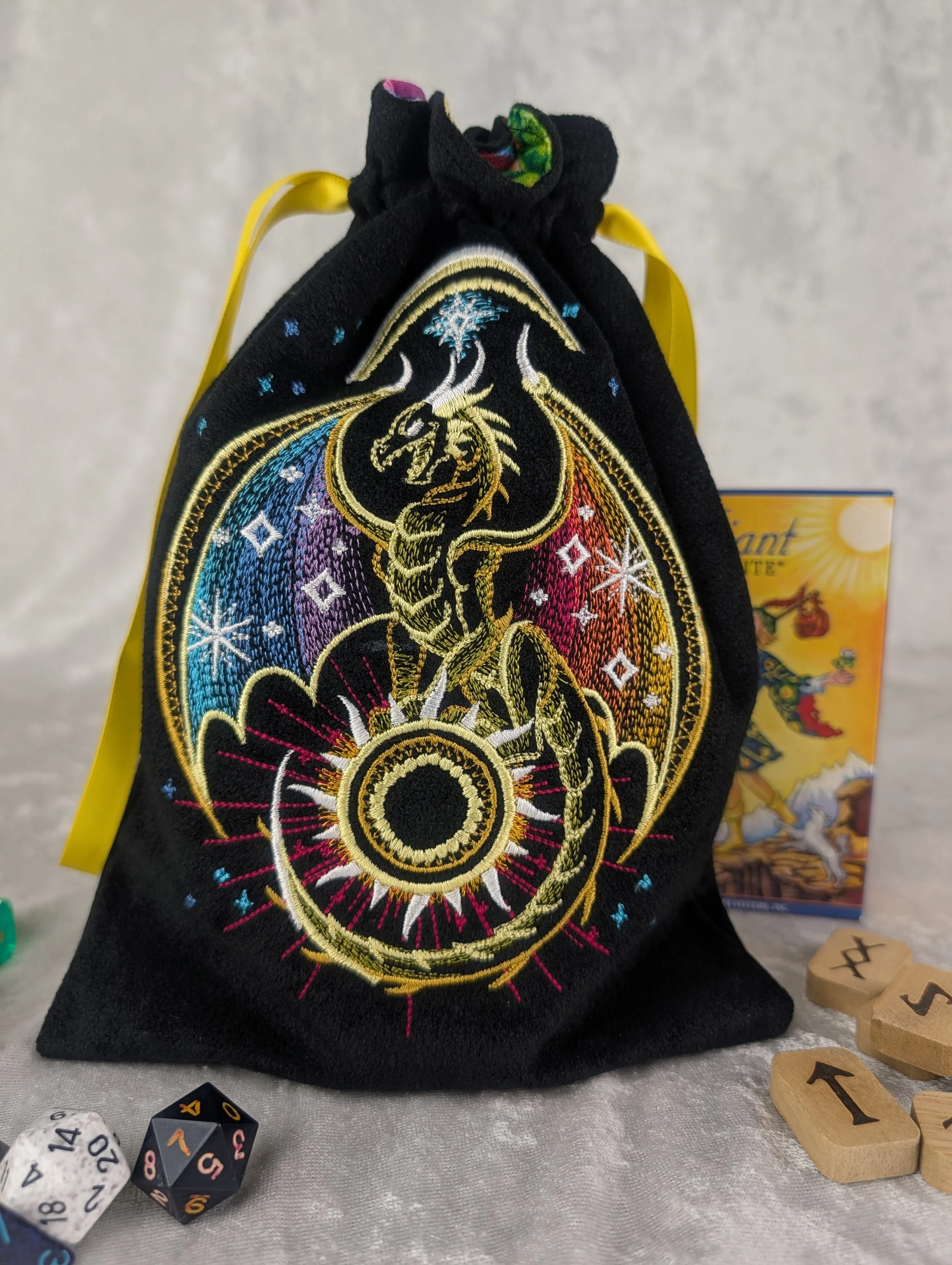 Rainbow Dragon Embroidered Tarot Bag