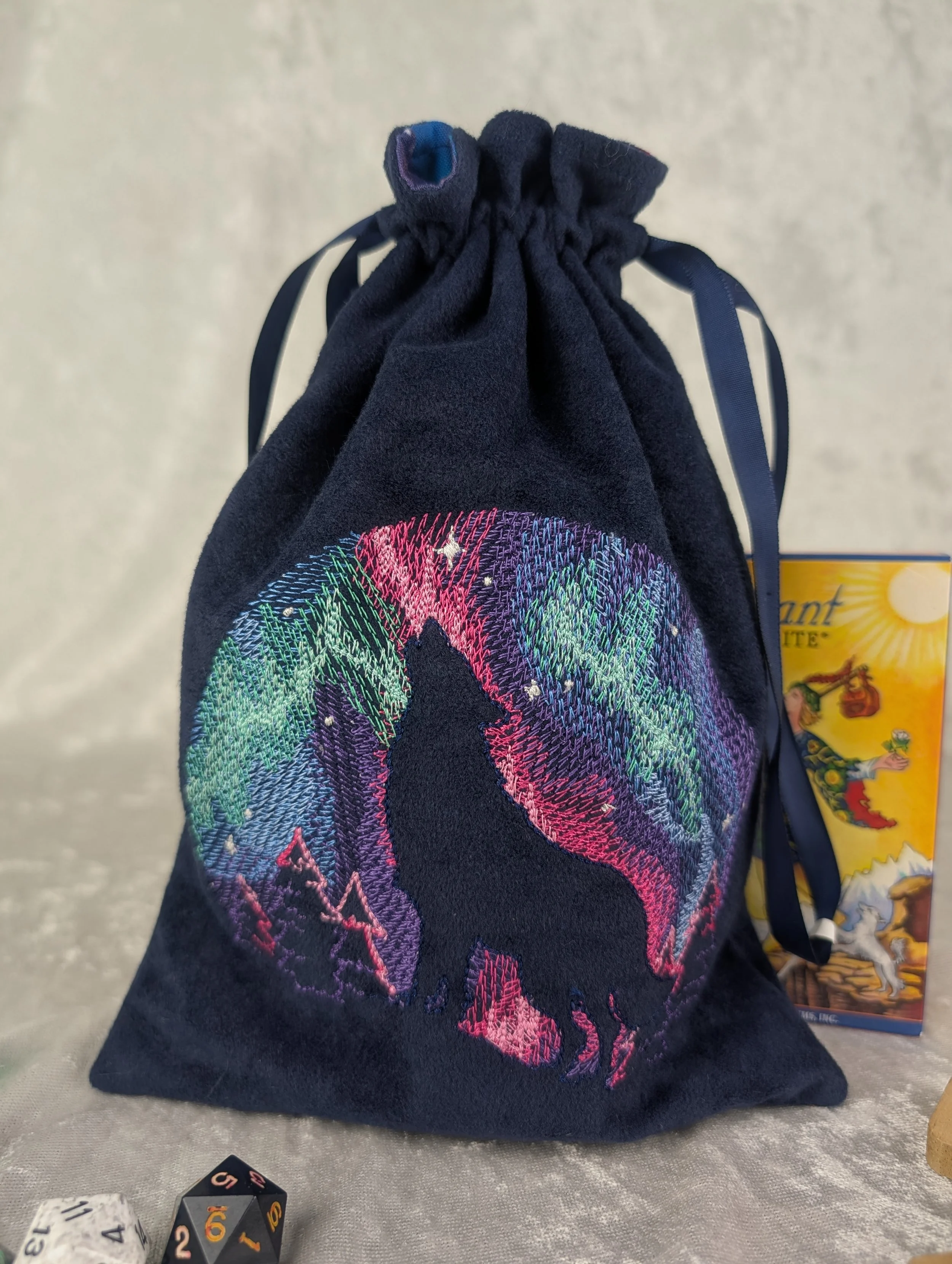 Arctic Wolf Embroidered Tarot Bag